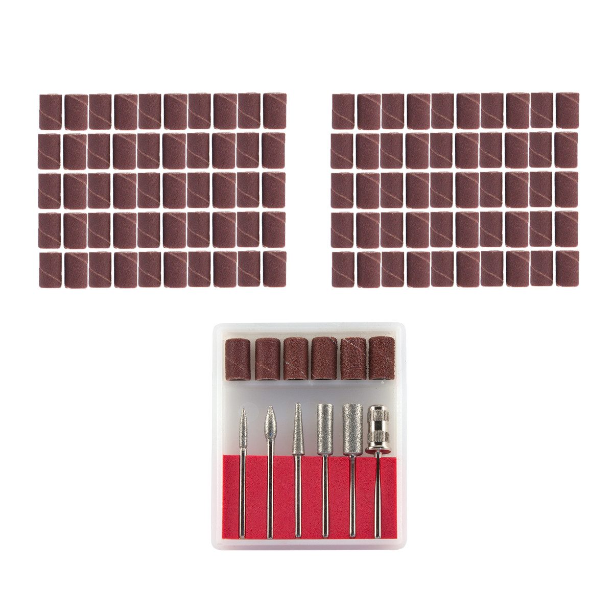 Sun Garden Nails Nageldesign Zubehör SparSet: Nail Bitset + 100 Nagelfräser Schleifhülsen FEIN 180# Körnung, spart mühsame Feilarbeit