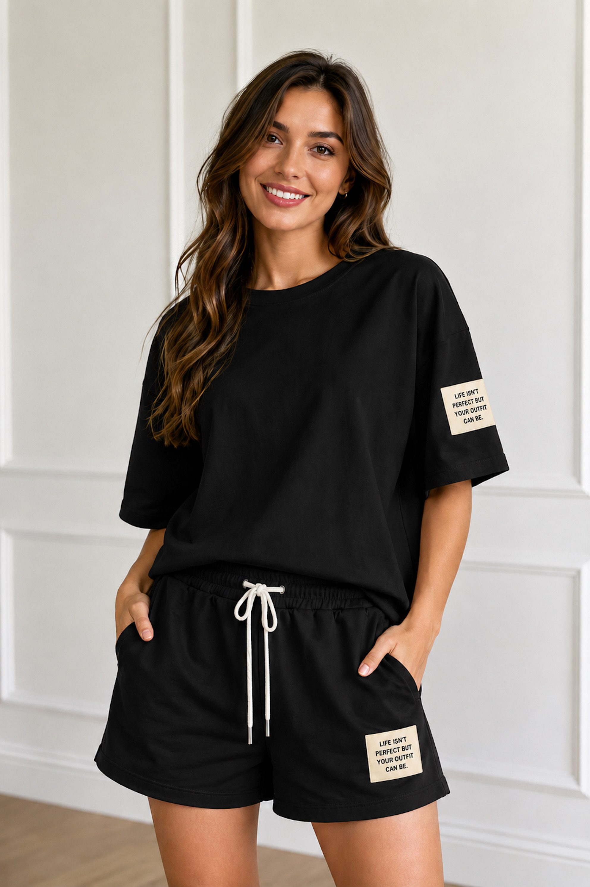 Worldclassca T-Shirt & Shorts Worldclassca Damen Zweiteiler Oversize SET Shirt + Shorts Jogginganzug (Shirt+Short) Neue Kollektion - Stilvolle und gemütliche Mode für Damen