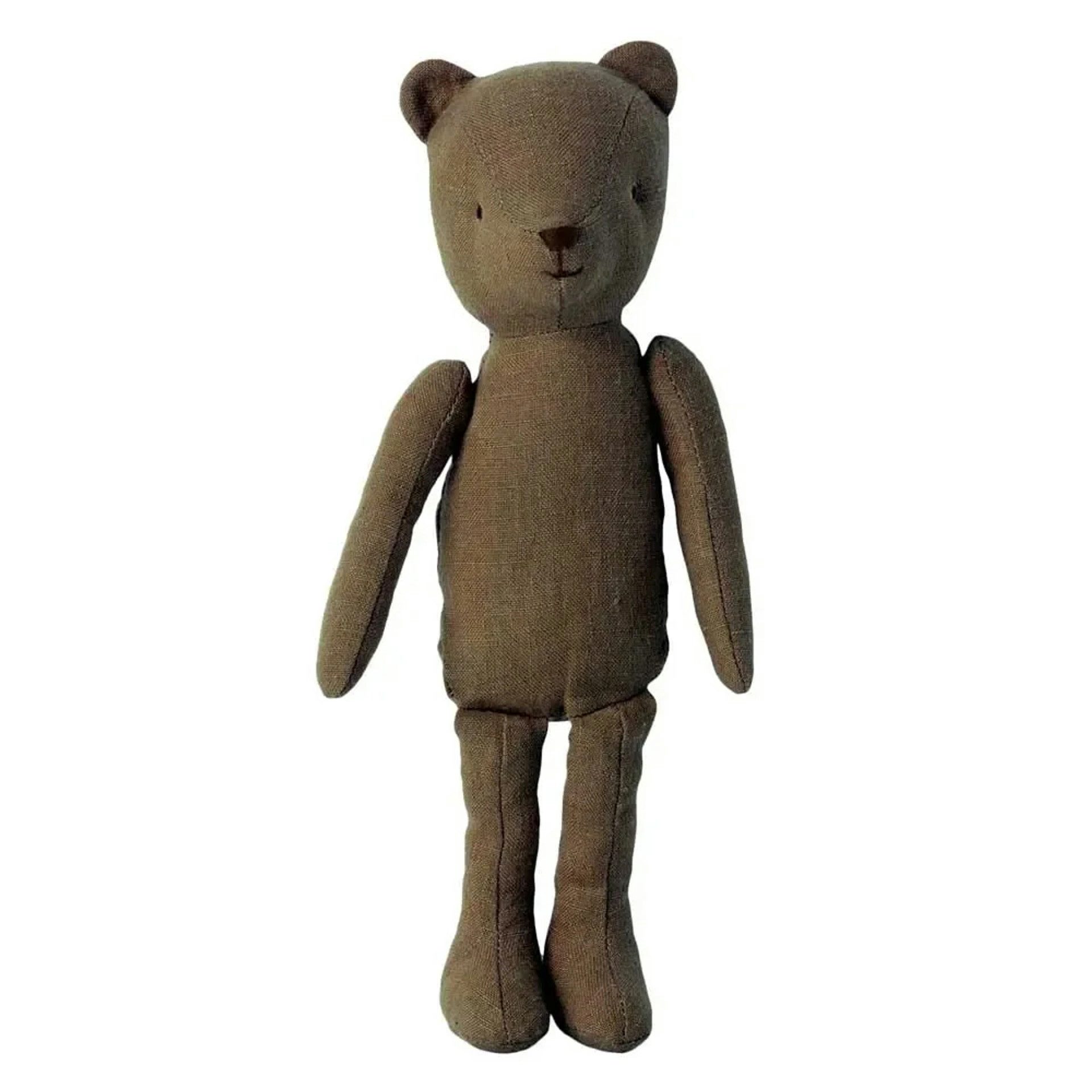 Maileg Stoff Stofftier Teddy Papa khaki, Gesticktes Gesicht und schlenkerige Gliedmaßen