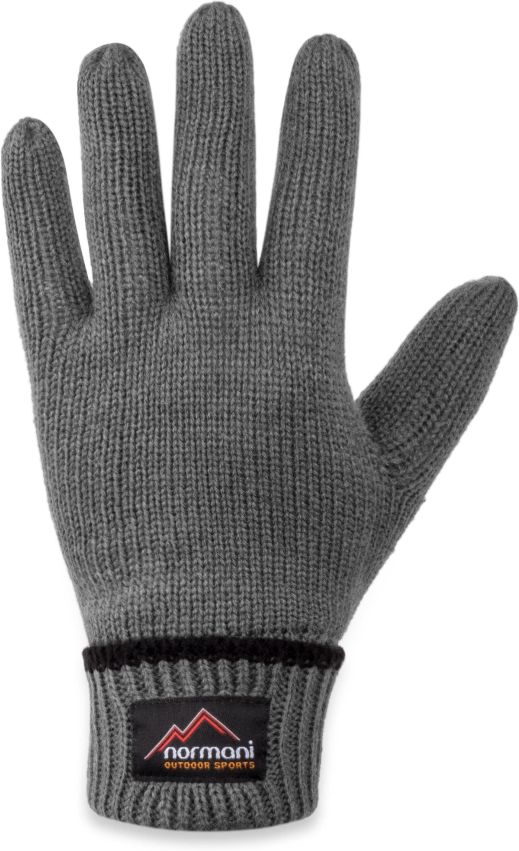 normani Strickhandschuhe Edmonton Wollhandschuhe Winter- und Grau und Innenmaterial mit Herren Thermofutter Damen Thinsulate™ Fleece Fingerhandschuhe für