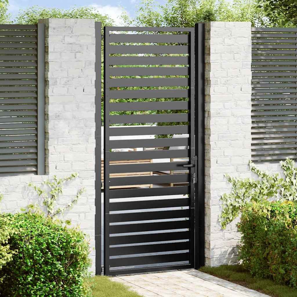 vidaXL Gartentor, Gartentor Abschließbar Schwarz 100x200 cm Aluminium