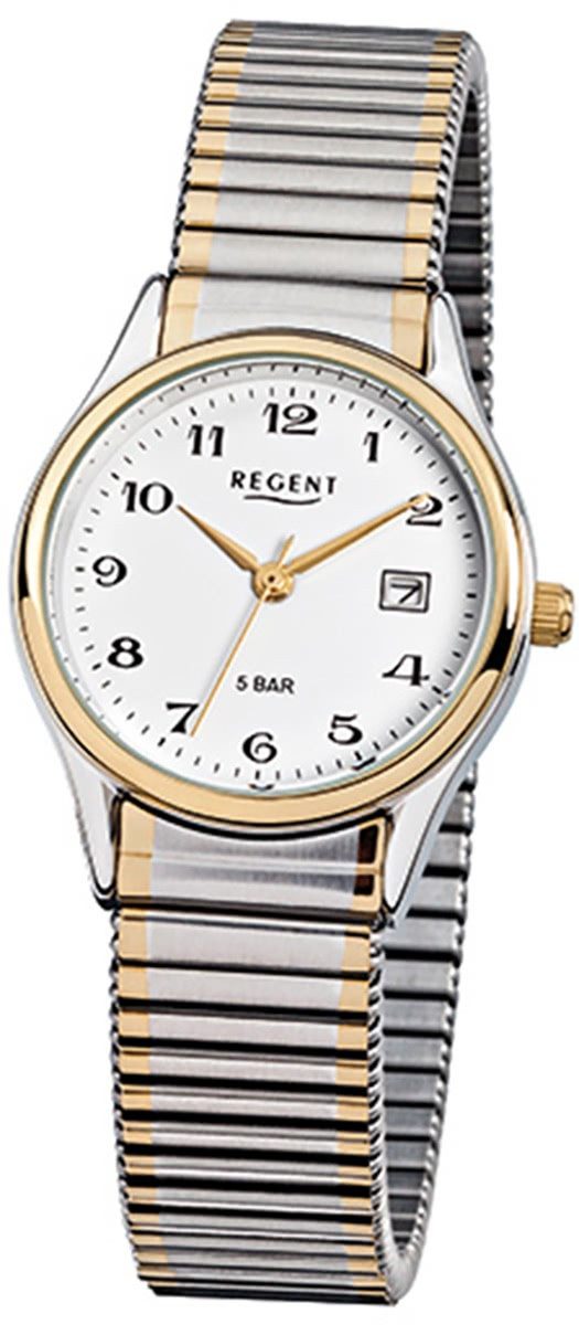 Quarzuhr Regent Damen Herren-Armbanduhr silber gold