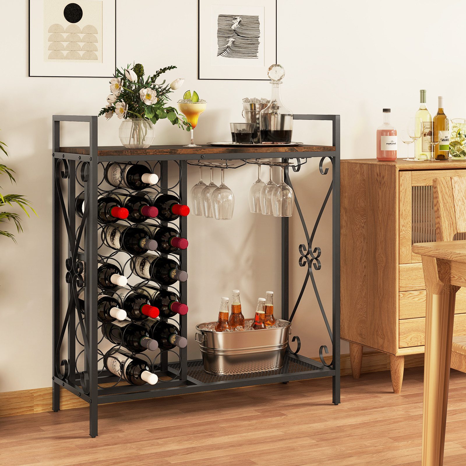 COSTWAY Weinregal, 21 Flaschen, stehend, mit günstig online kaufen