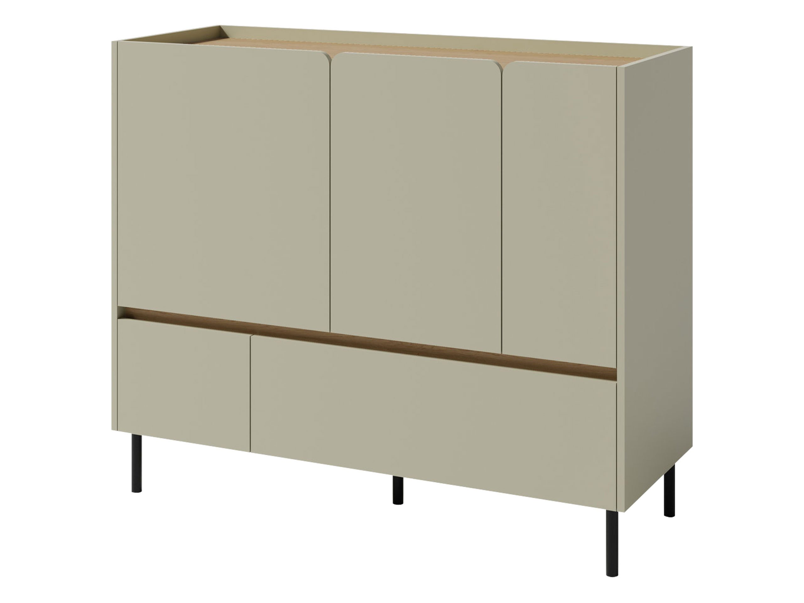 MIRJAN24 Kommode Luca LC08 (mit drei Drehtüren und zwei Schubladen), 120x40x105 cm, Metallfüße