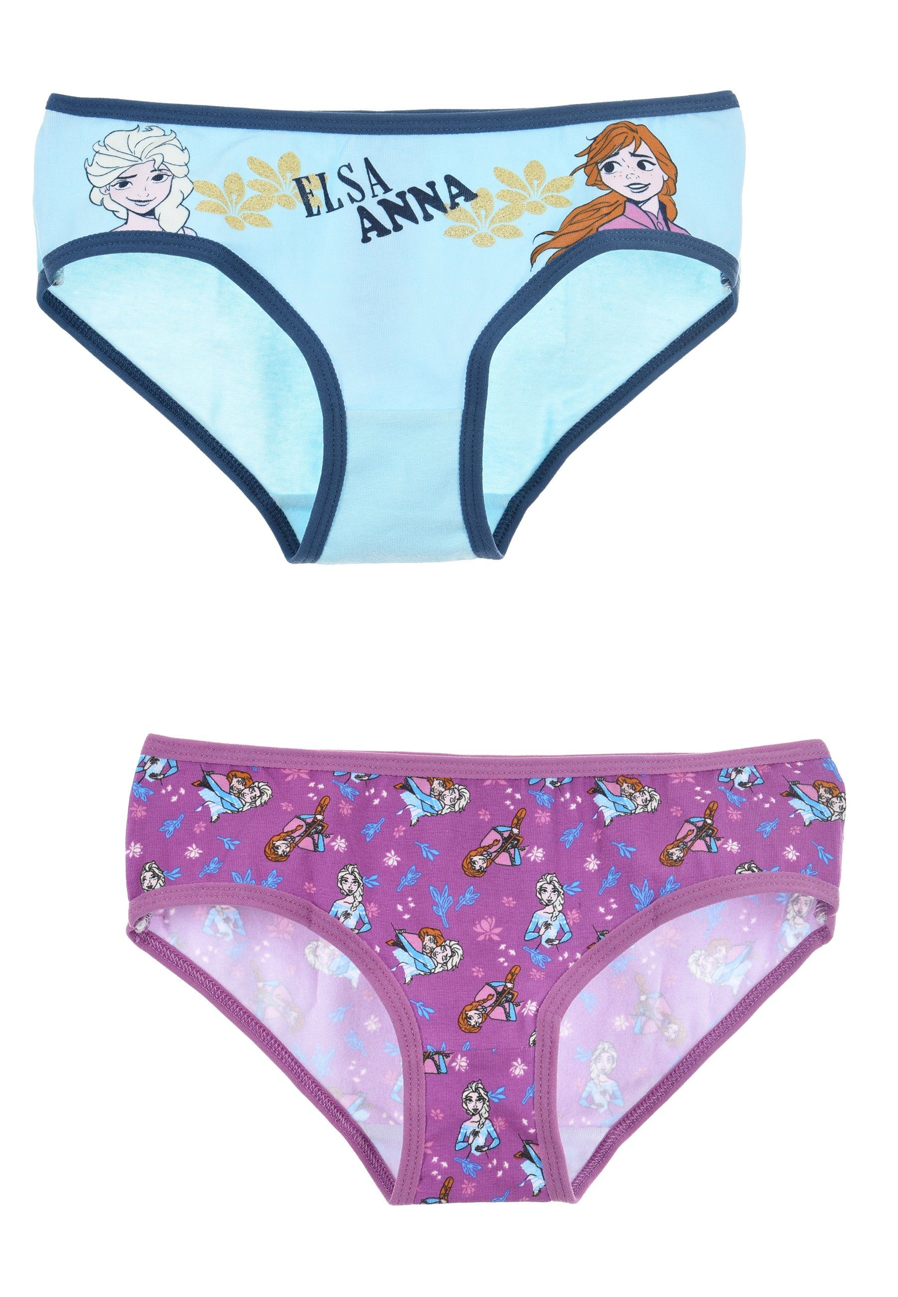 Disney Frozen Slip Eiskönigin Anna & Elsa Kinder Mädchen Shortys Unterhosen Schlüpfer (2-St)