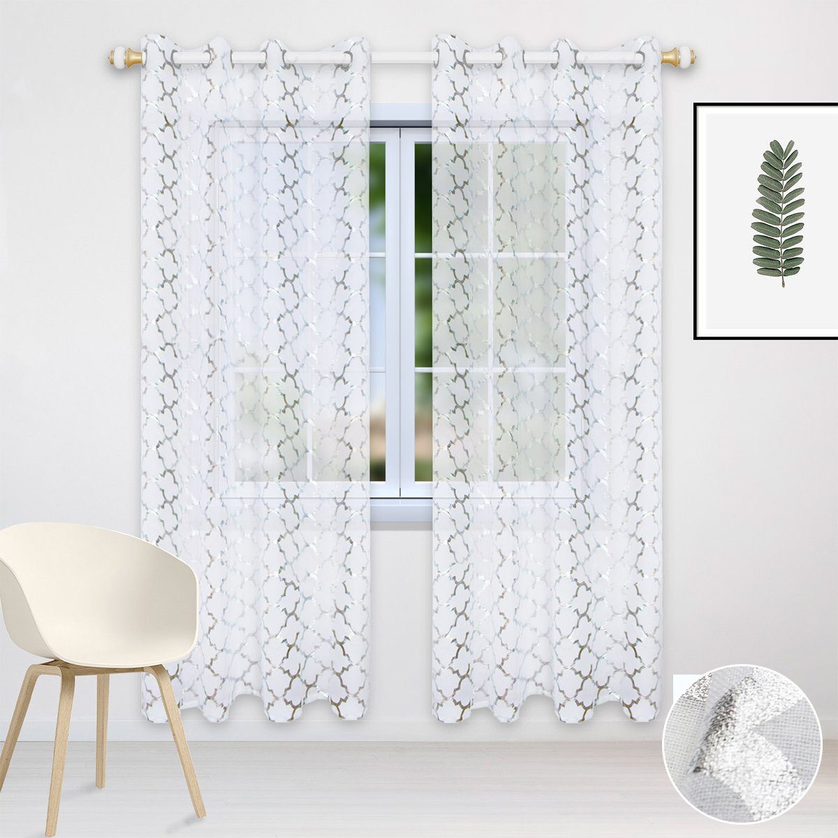 Gardine Vorhang, Gardine 2er-Pack, ösen, Marokko Halbtransparent Gardinen,  BTTO, Für Wohnzimmer Schlafzimmer Wohnbereich