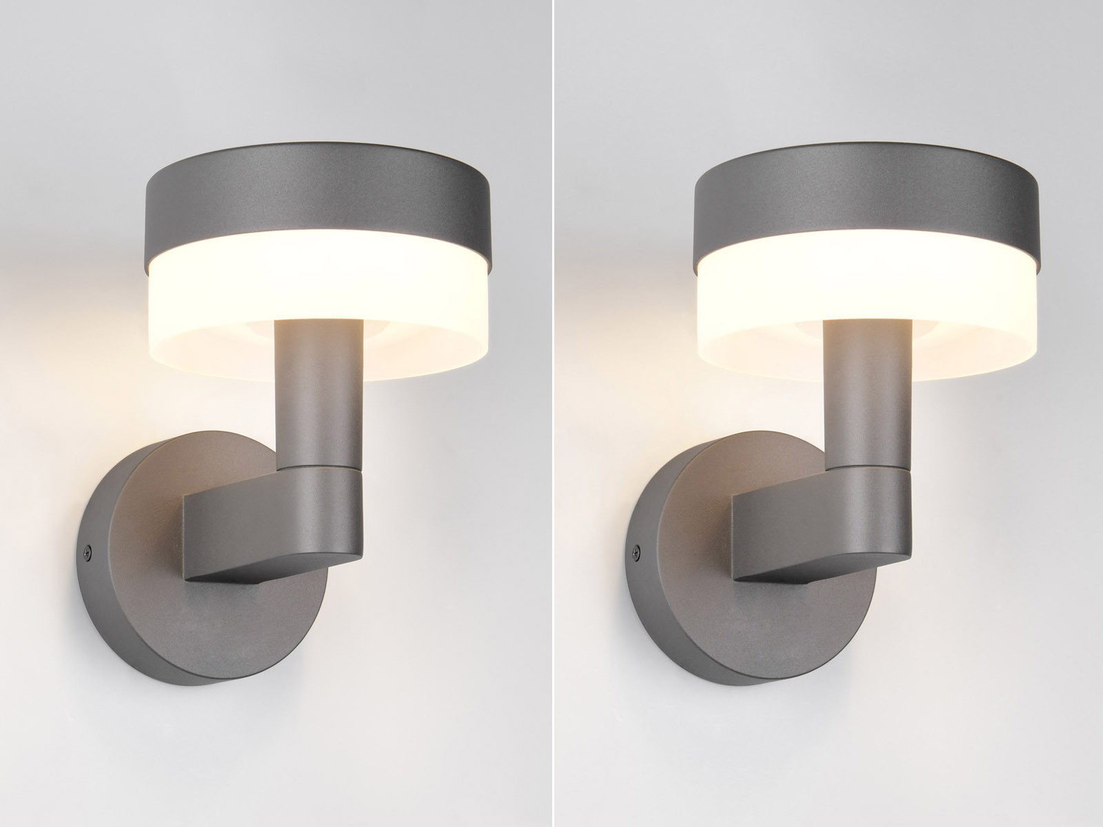TRIO Leuchten LED Außen-Wandleuchte, LED fest integriert, warmweiß, 2er Set Fassadenbeleuchtung Haustür aus Aluminium Anthrazit, Höhe 22cm