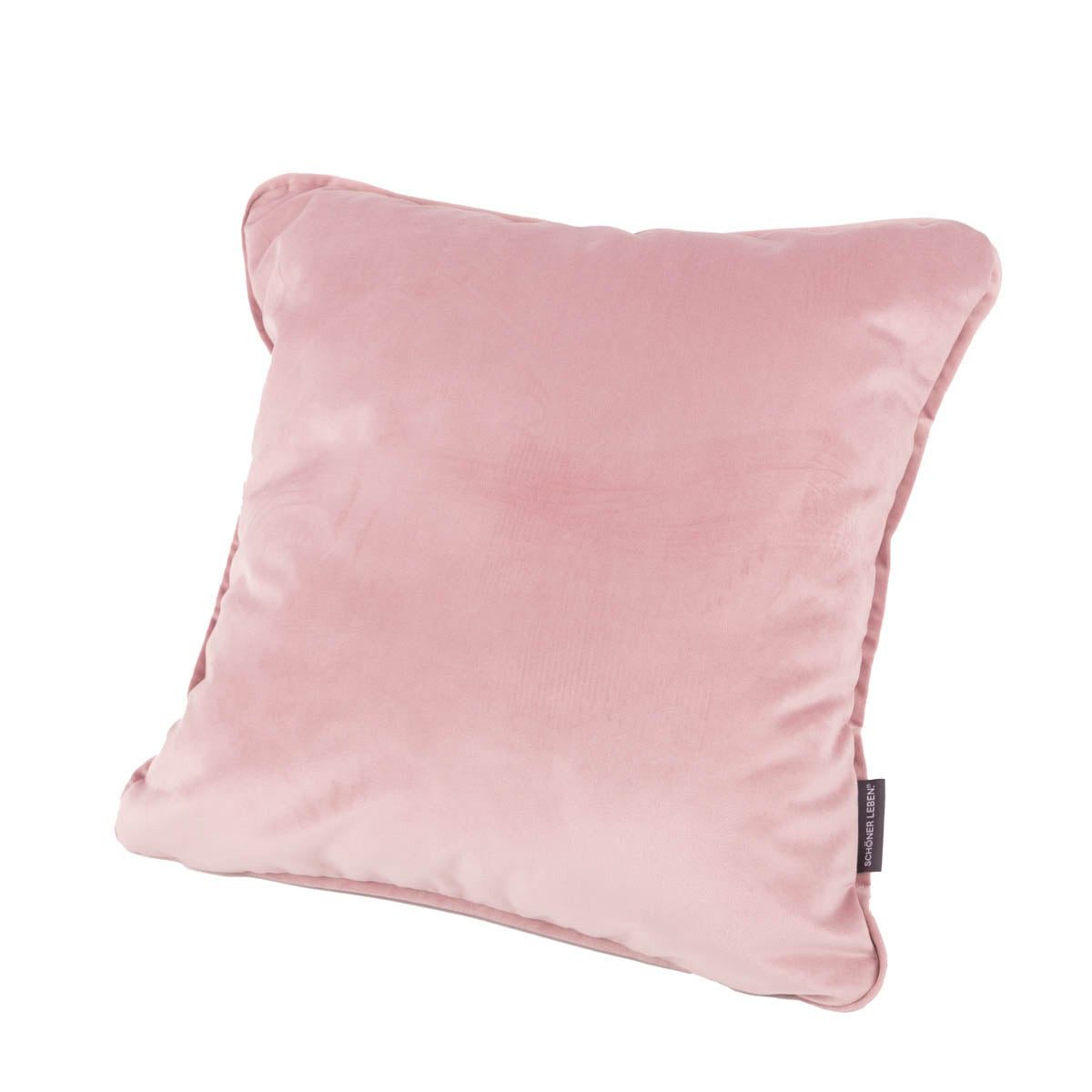 SCHÖNER LEBEN. Dekokissen Kissenhülle Samt rosa 70x70 cm mit Keder – SCHÖNER LEBEN.