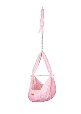 Teppich-Traum Federwippe Baby-Traum Federwiege für Neugeborene waschbar, weiße Sterne pink
