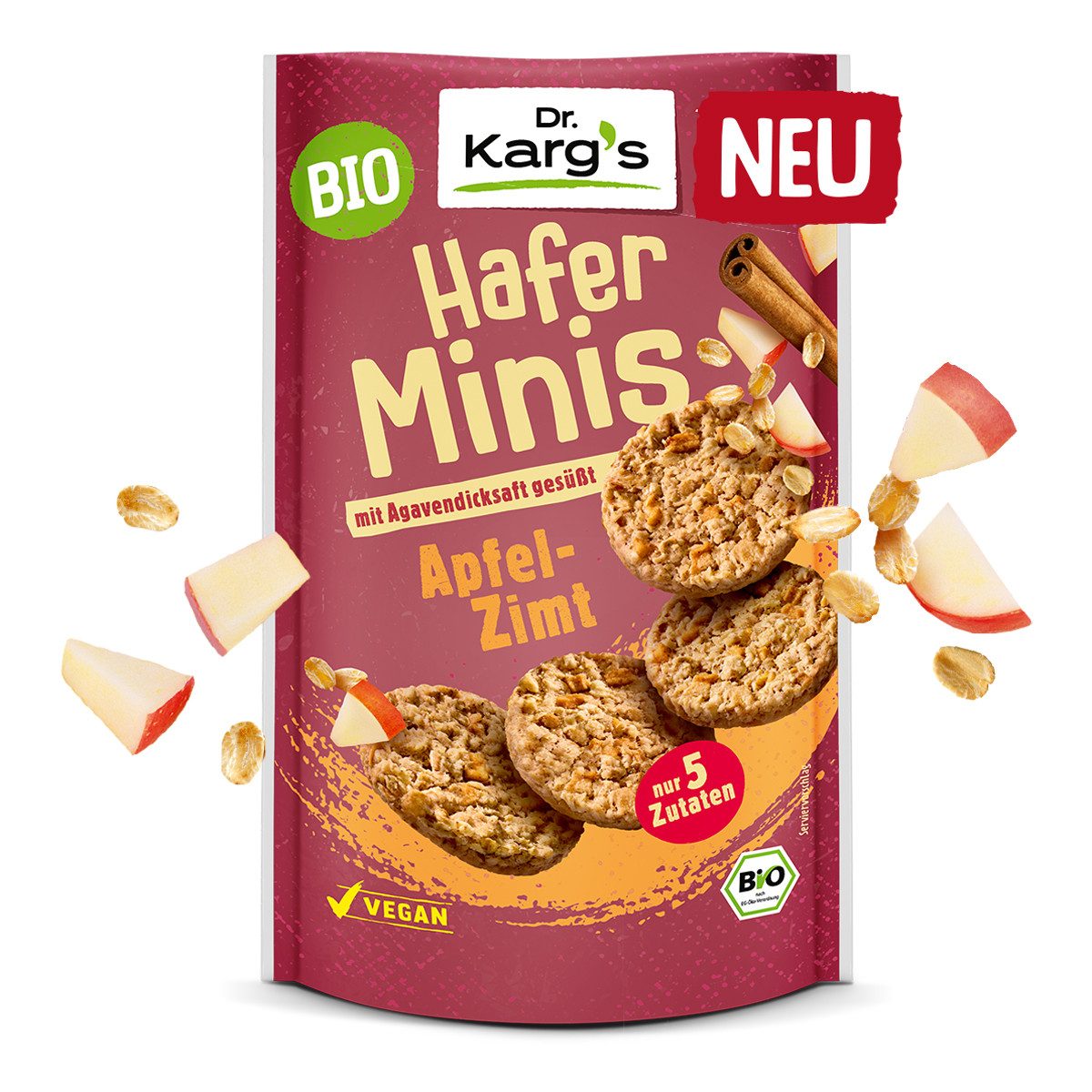 Dr. Kargs Brot, Dr. Kargs Bio Hafer Minis Apfel Zimt mit Agavendicksaft vegan 85g
