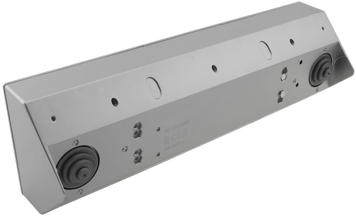 ChiliTec 4-fach Steckdosenblock + 2x USB, silber Mehrfachsteckdose