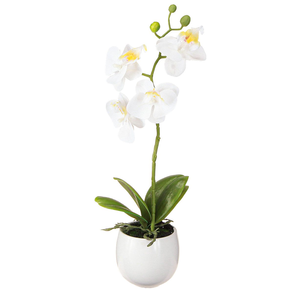 Kunstorchidee Weiße Kunst-Orchidee im Topf Phalaenopsis Deko 33cm, Viana, Höhe 33 cm