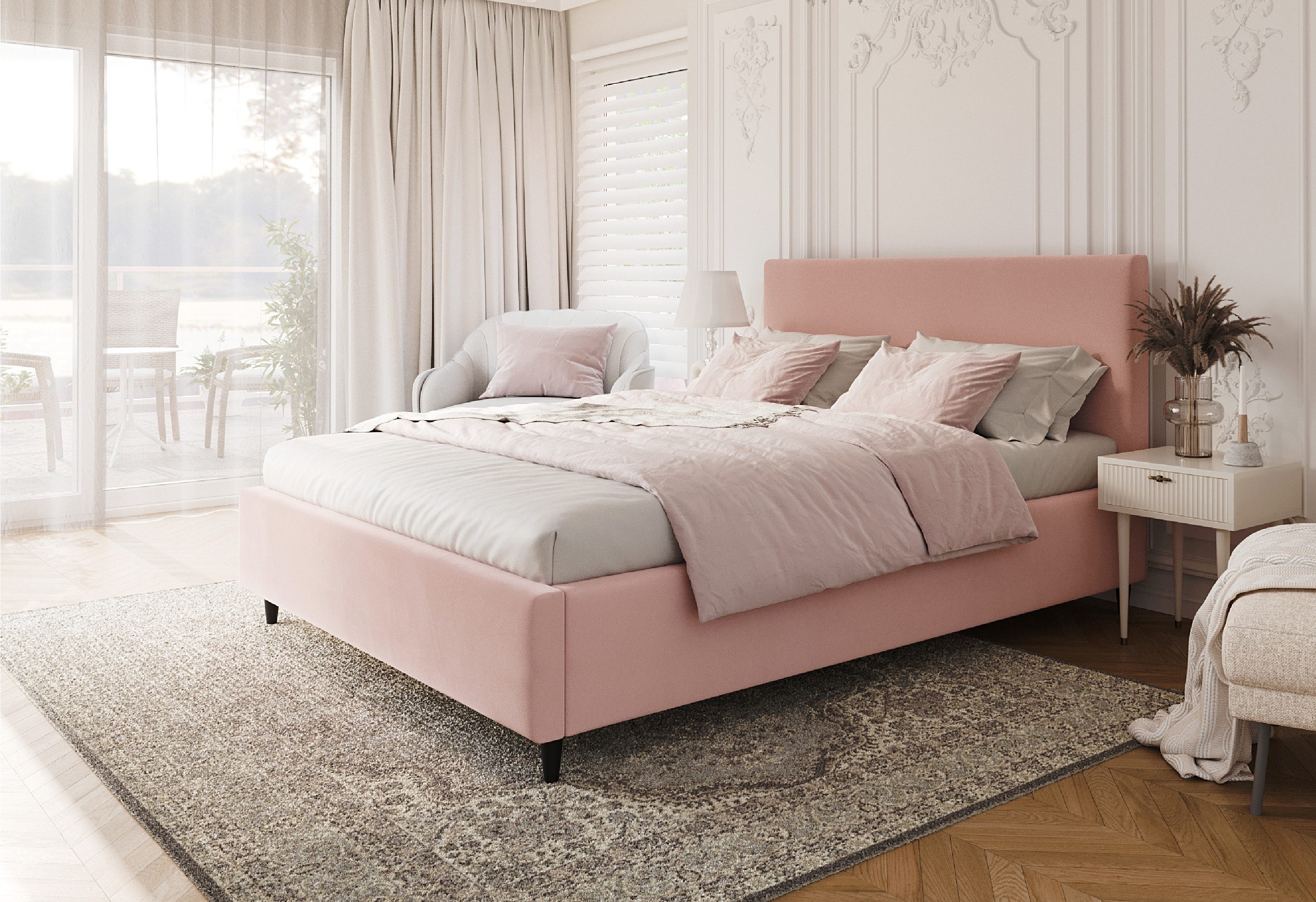FDM Polsterbett modern mit Bettkasten MADE IN EU - mit hochwertigem Trinity Bezug (verfügbar 90x200 cm, 120x200 140x200 160x200 180x200 200x200 cm, Bettrahmen, Bett, mit großen gepolsterten Kopfteil, mit Bettkasten zum aufklappen), Hebbarer Metallrahmen, Bettkasten, mit/ohne Matratze