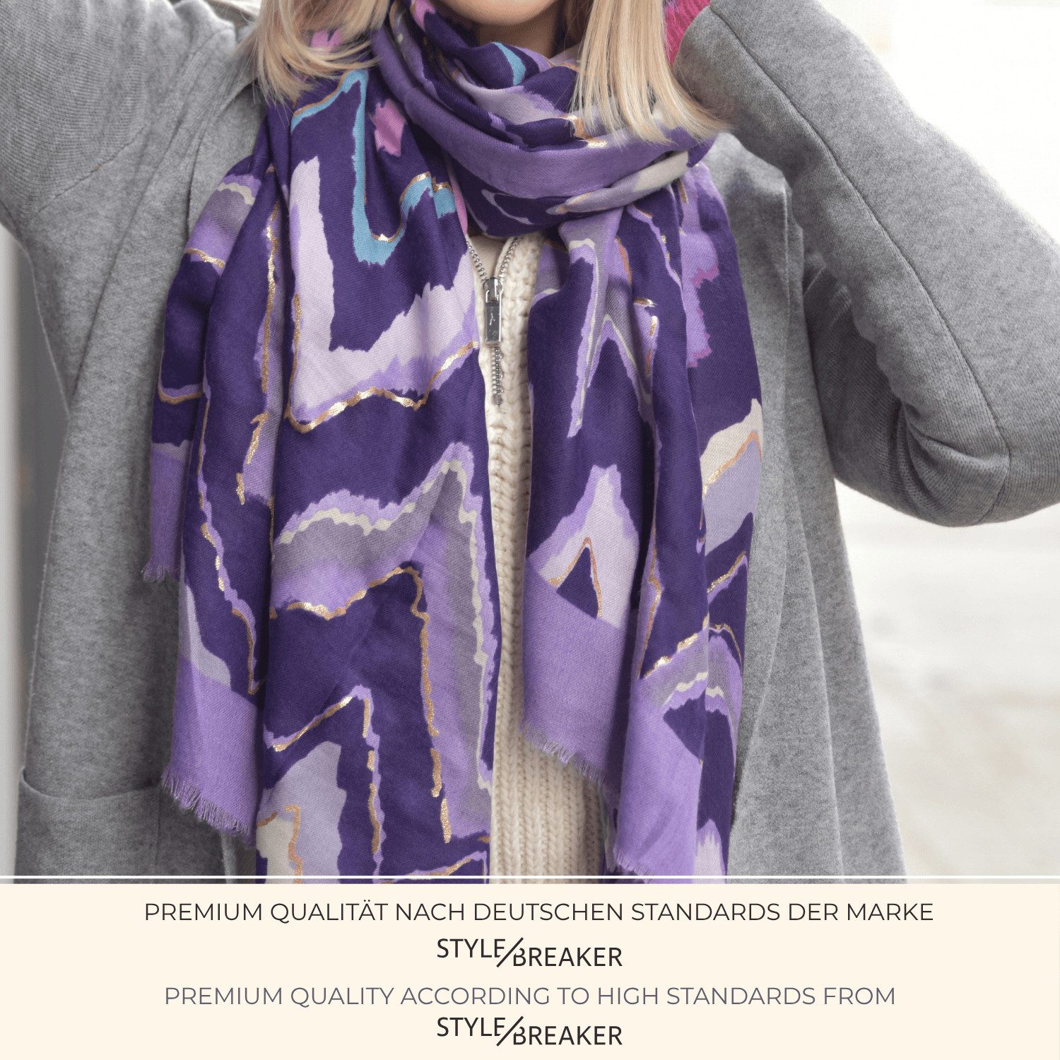 styleBREAKER Modeschal Leichter Schal mit Zick-Zack Muster, (1-St)