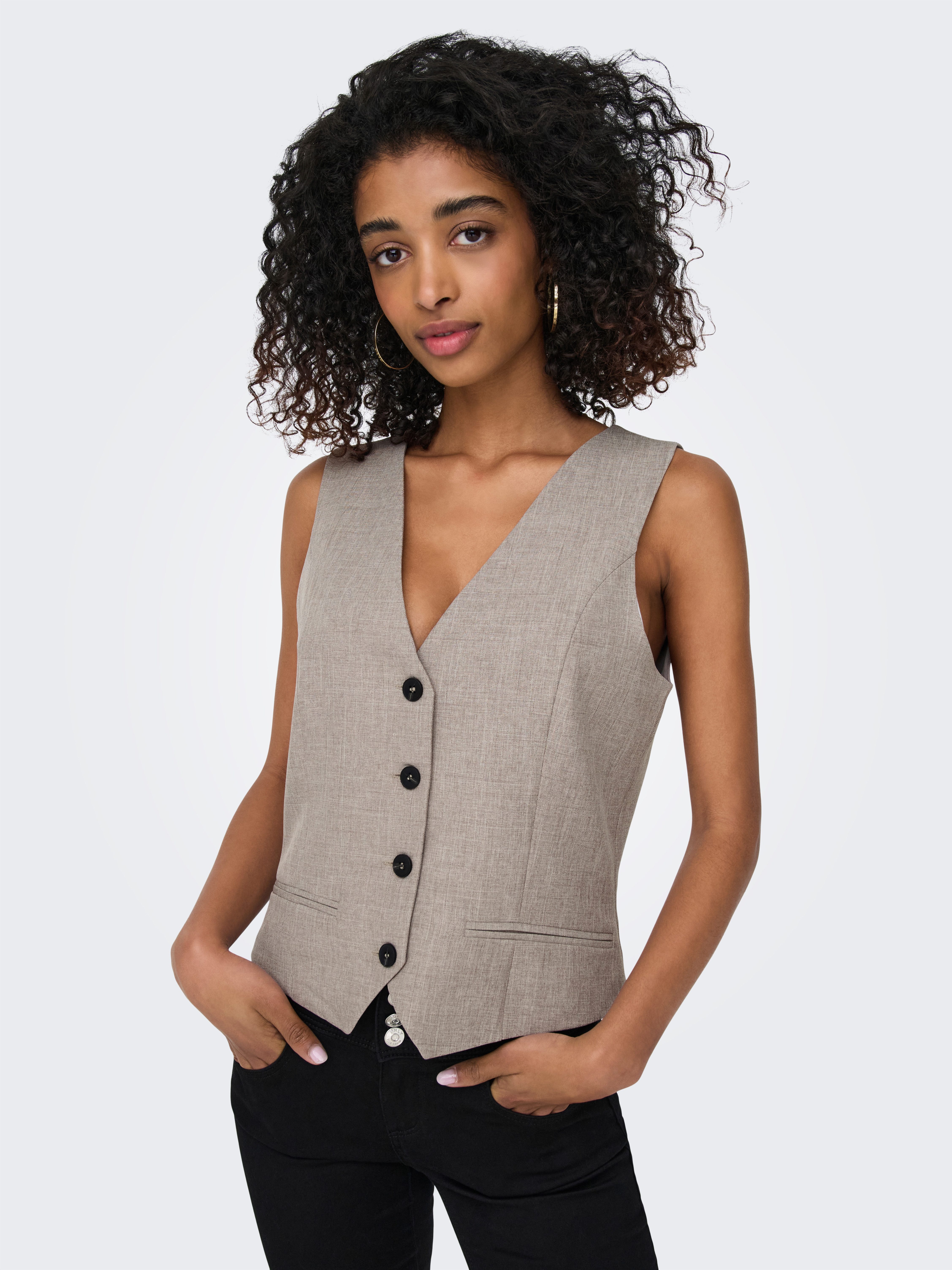ONLY Anzugweste ONLLINDA S/L MEL FIT WAISTCOAT TLR NOOS mit Knopfleiste