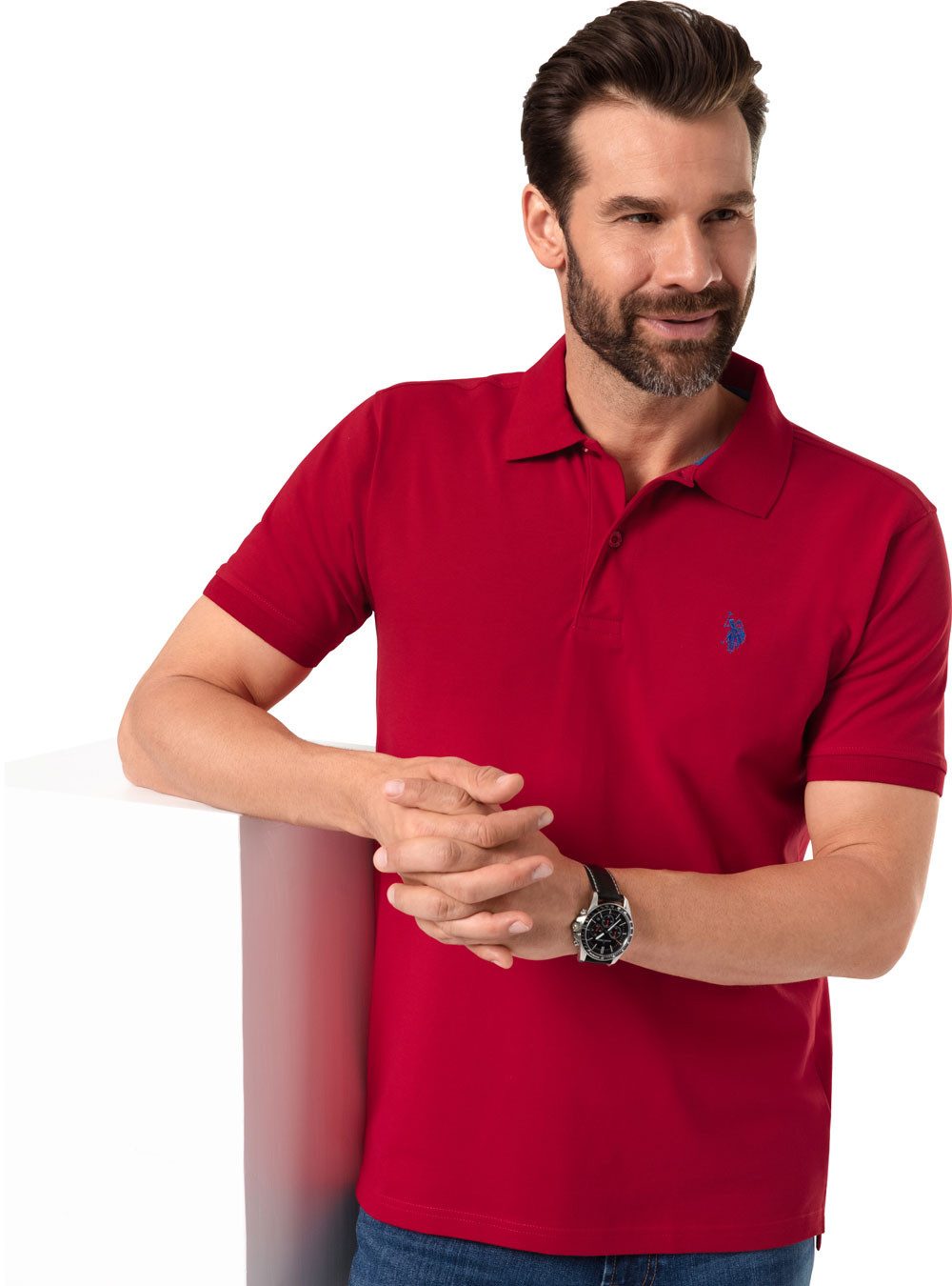 U.S. Polo Assn. Poloshirt schöne Piqué-Struktur und Logo-Stick im Kontrastton