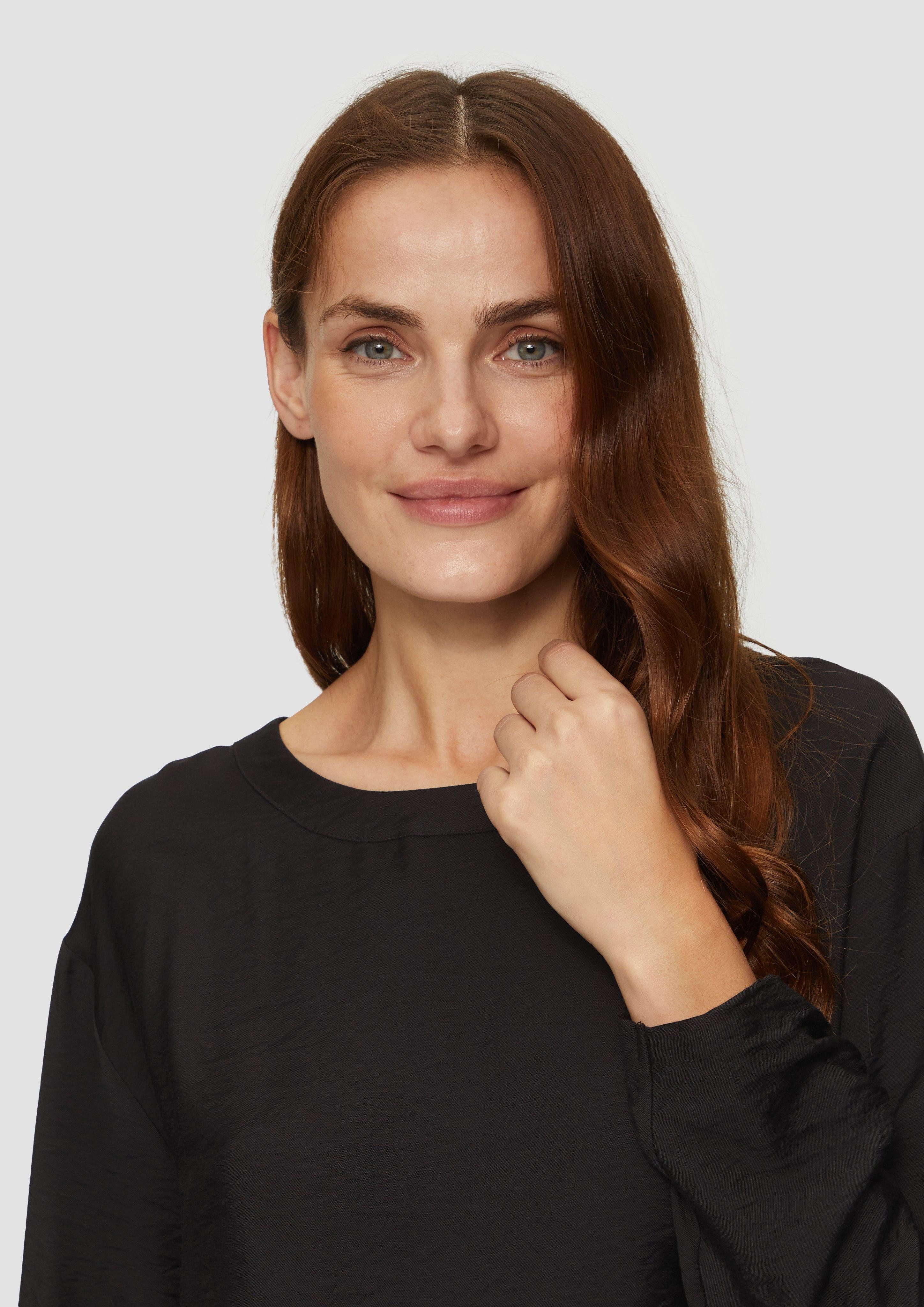 s.Oliver Langarmbluse Viskose-Bluse mit elastischem Saum günstig online kaufen