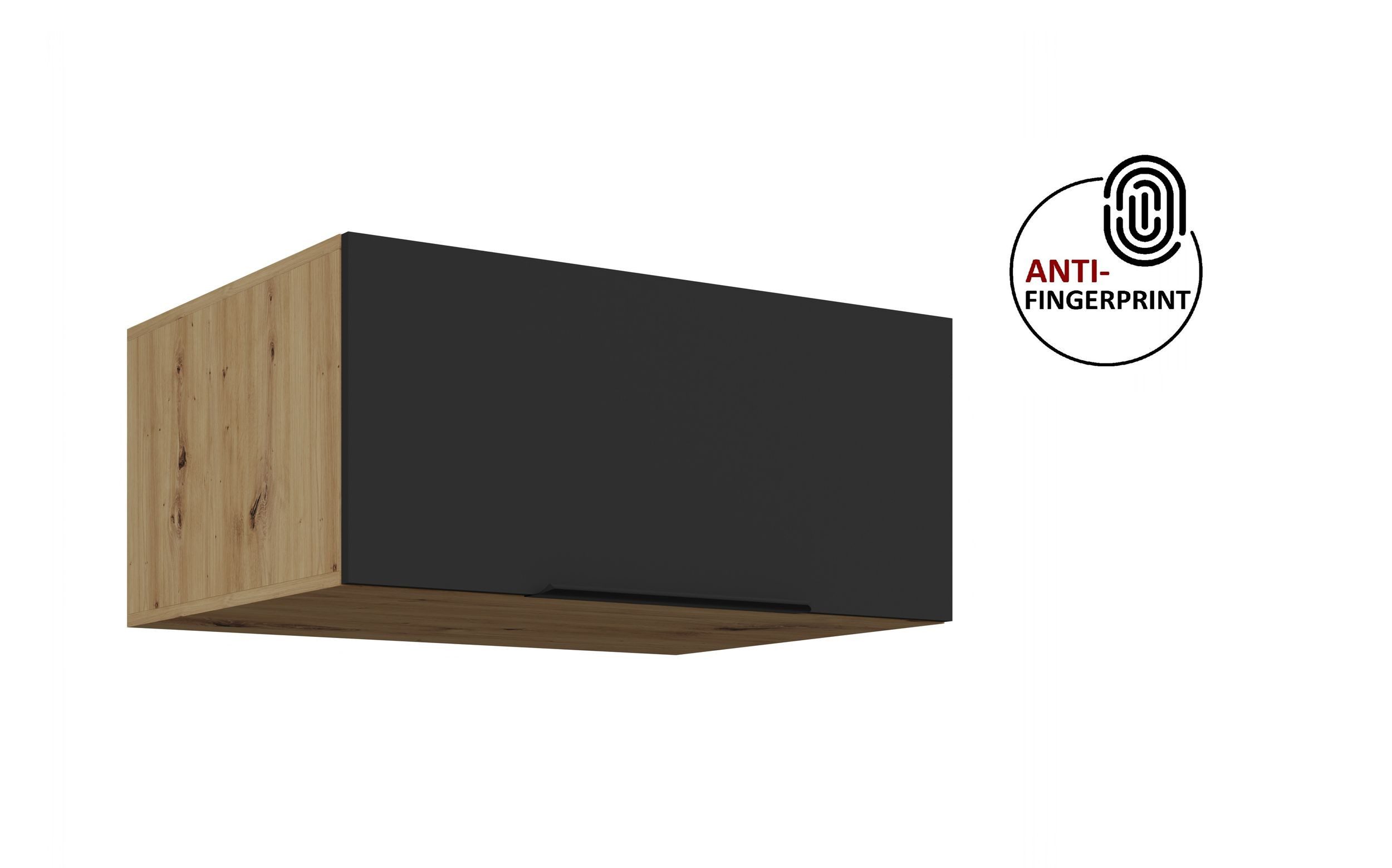 Küchen-Preisbombe Aufsatzschrank 80 cm Küche ARIA Schwarz Küchenzeile Küchenblock Anti Fingerprint