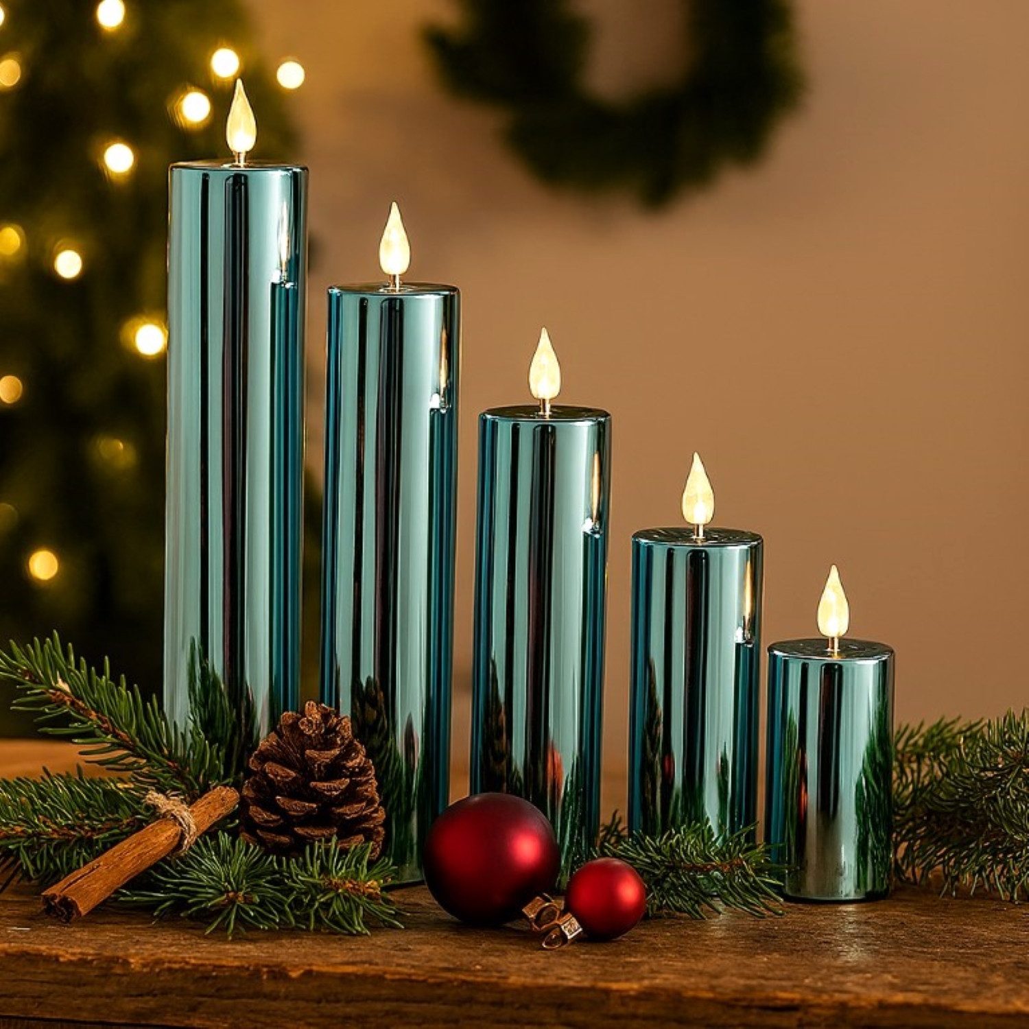 Online-Fuchs LED-Kerze 5er Set LED Kerzen XL mit 6-Stunden Timer und Hochgl günstig online kaufen