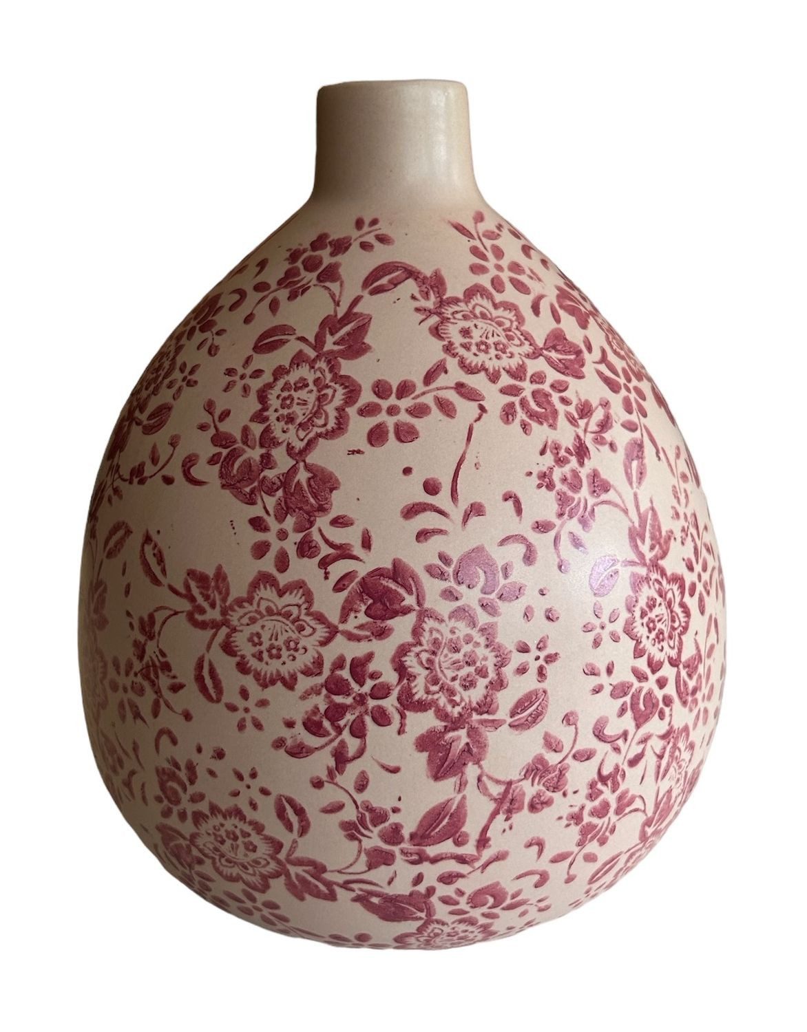 Vosteen Dekovase H19,5 cm rosa (1 Stk), Keramik Vase romantisch vintage Blumenmuster