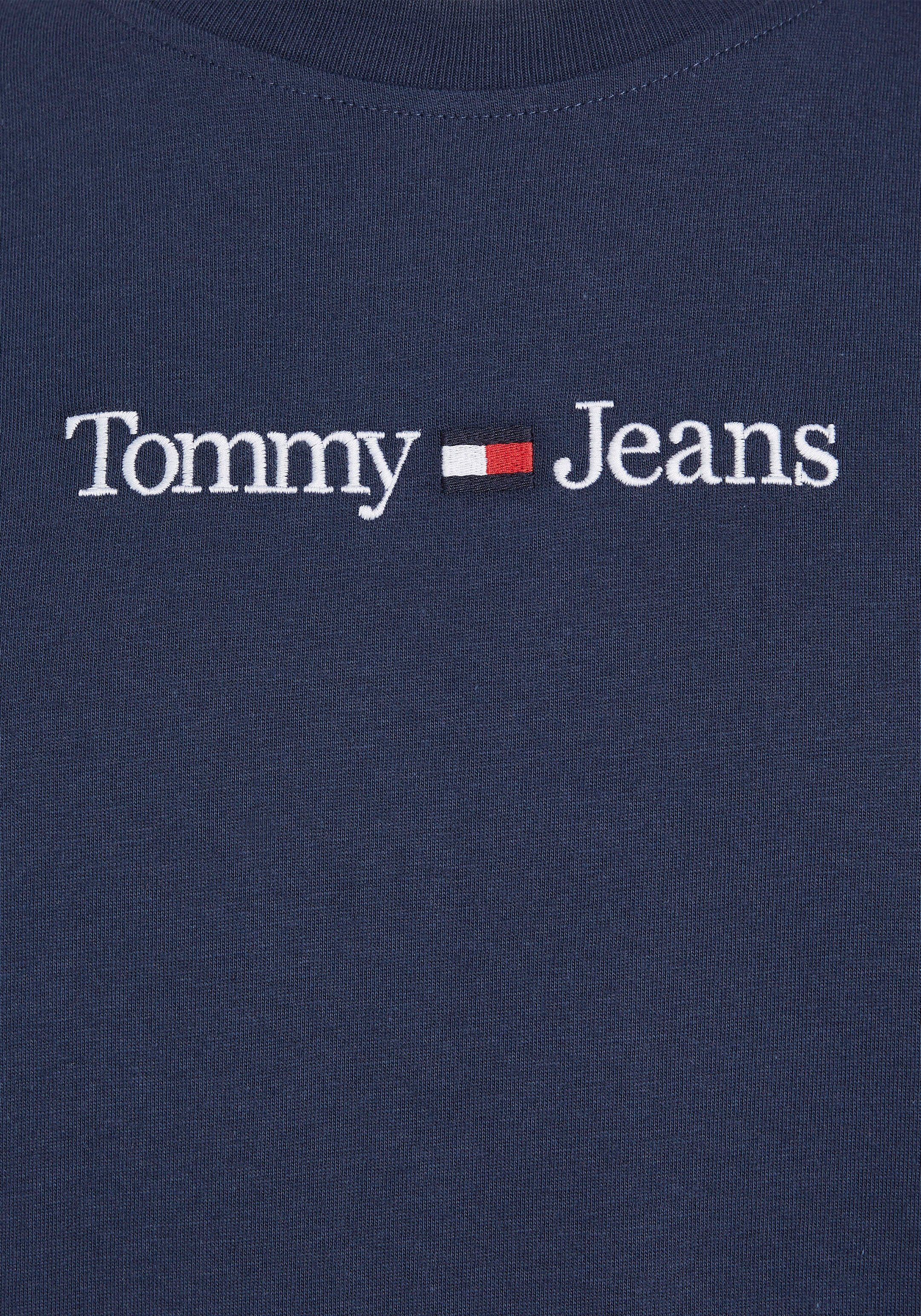 Tommy Jeans T-Shirt CLASSIC Logostickerei TEE mit Twilight-Navy LINEAR LOGO TJM