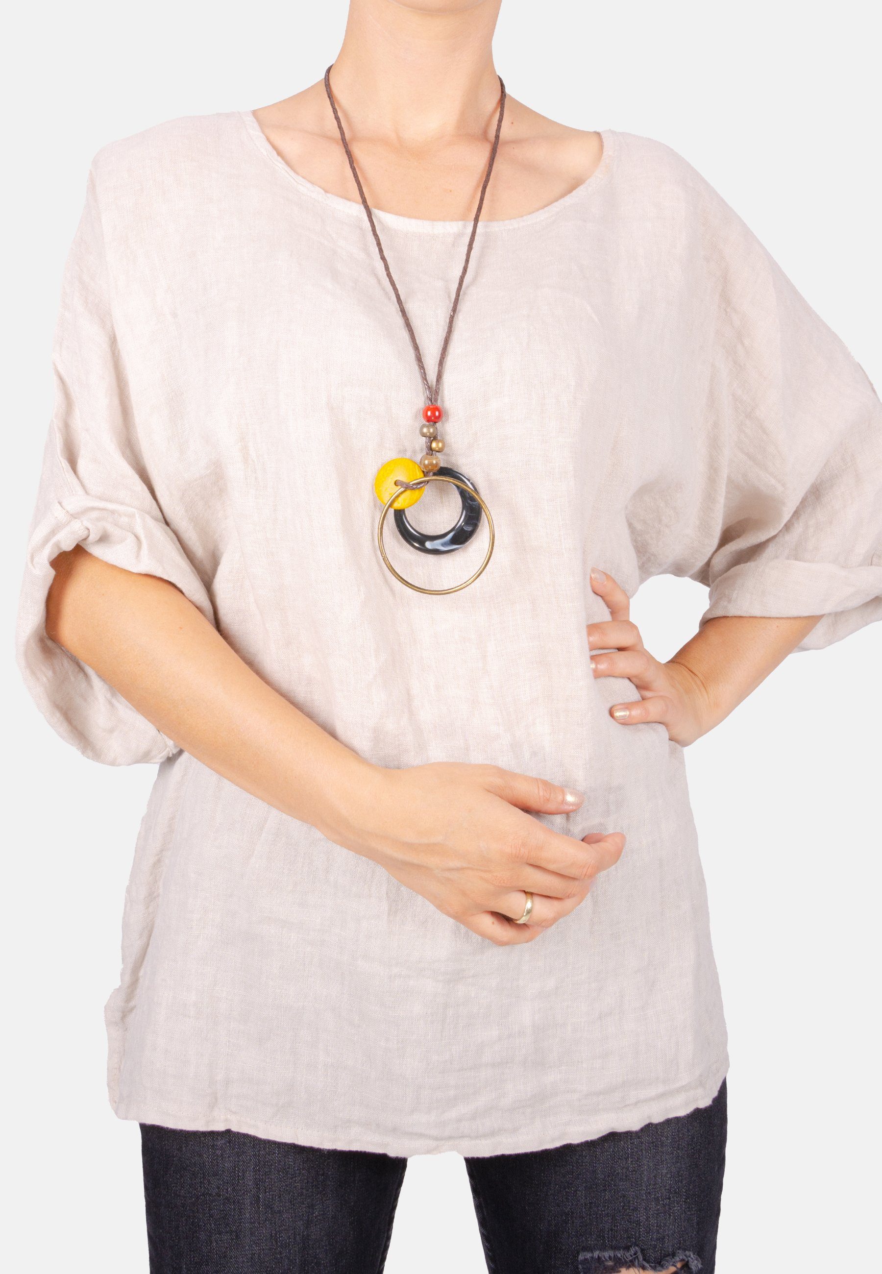 Seasons of April Kurzarmbluse LINA OVERSIZED (1-tlg) Weit geschnittene Leinenbluse – Bild 4 von 4