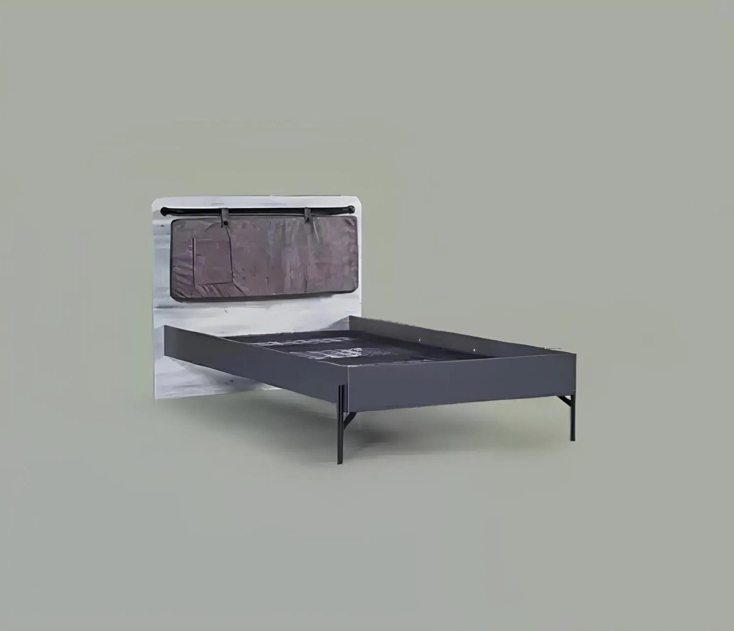 Polsterbett Grau gefärbtes Einzelbett für Teenager mit modernem Design