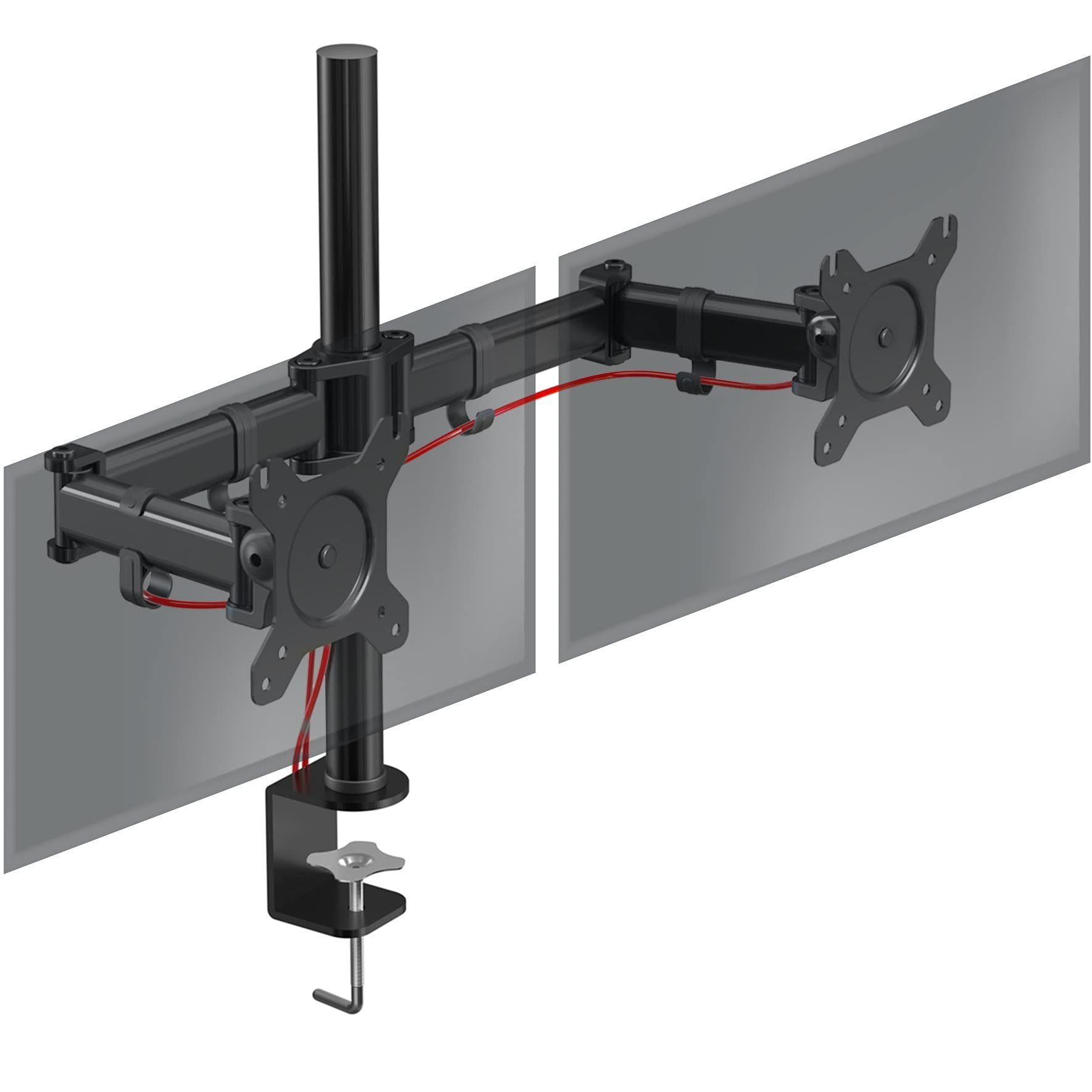 Duronic DM252 Monitorständer, (bis 27,00 Zoll, DM252 BK Monitorarm, Dual Monitor Halterung 2 Bildschirme bis 27 Zoll)