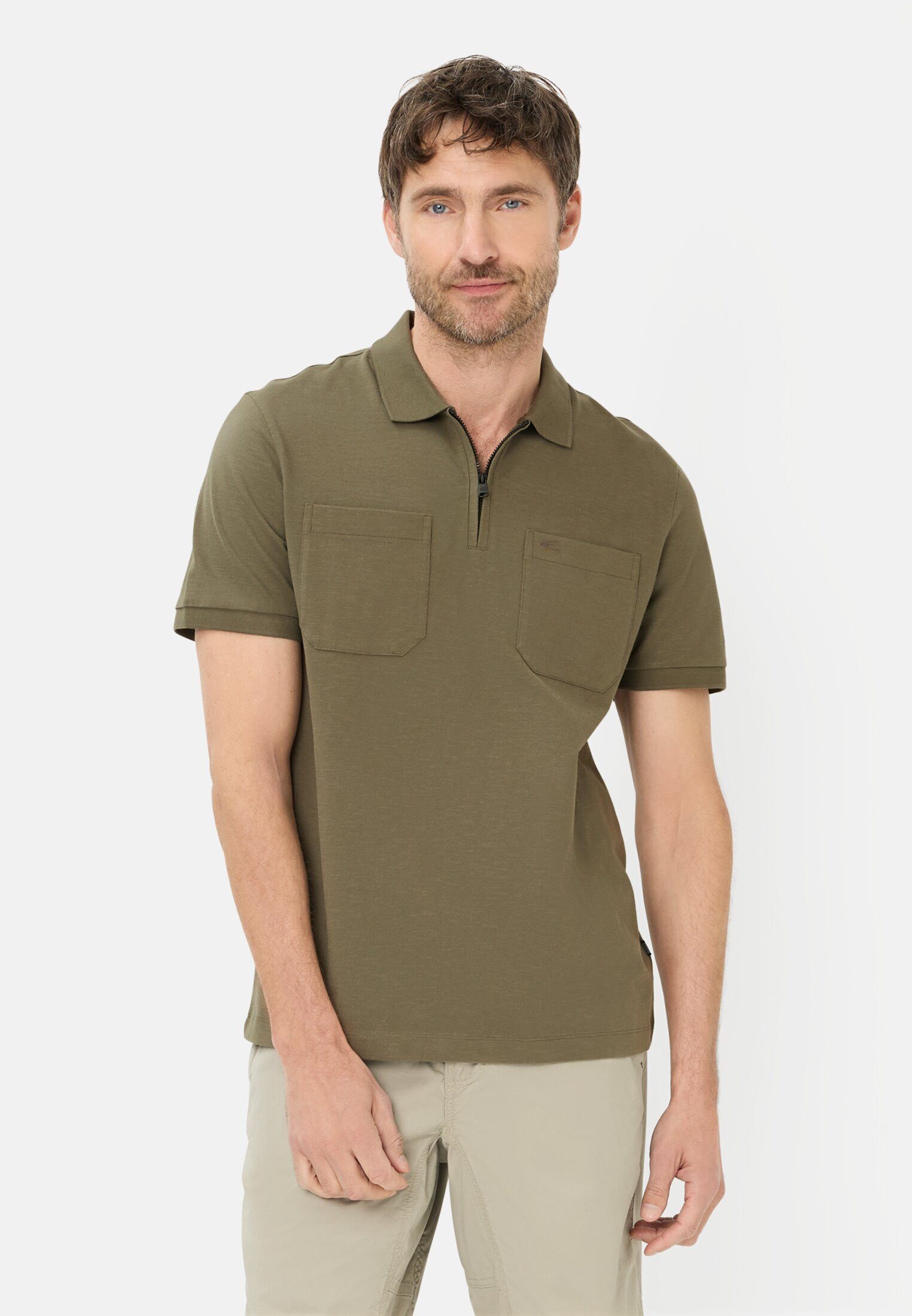 camel active Poloshirt Poloshirt mit Reißverschluss Kurzarm Shirts_Poloshirt