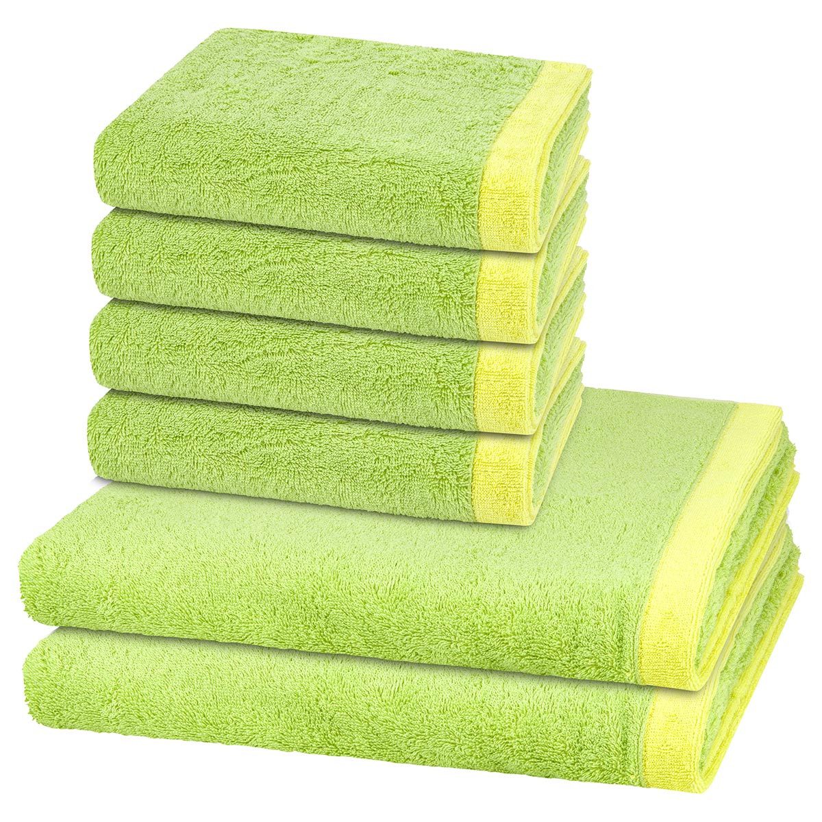 Cawö Handtuch Set Lifestyle Splash, Walkfrottee (Spar-Set, 6-St), 4 X Handtuch 2 X Duschtuch im Set - Baumwolle - Saugstark