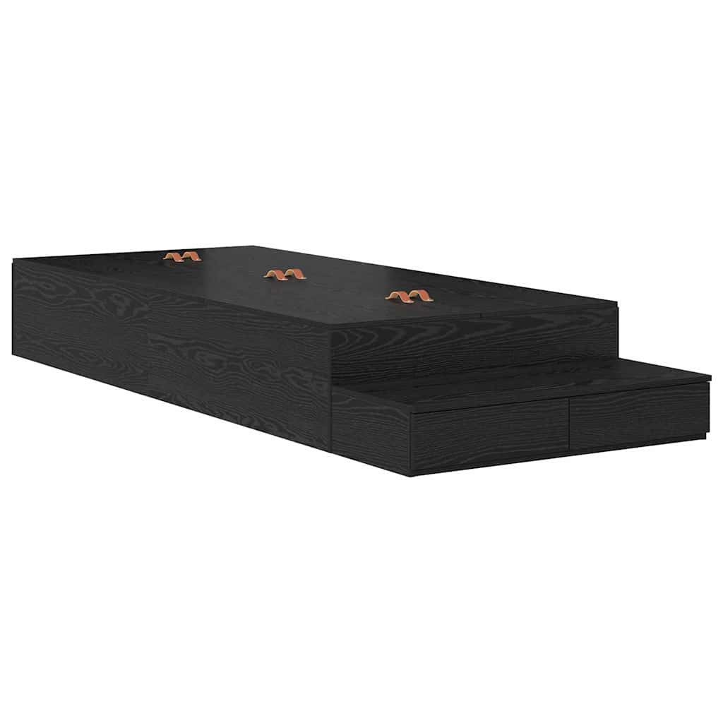 vidaXL Bett Aufbewahrungsbettgestell mit Tür Schwarz Eichen-Optik 75 cm (1-tlg)