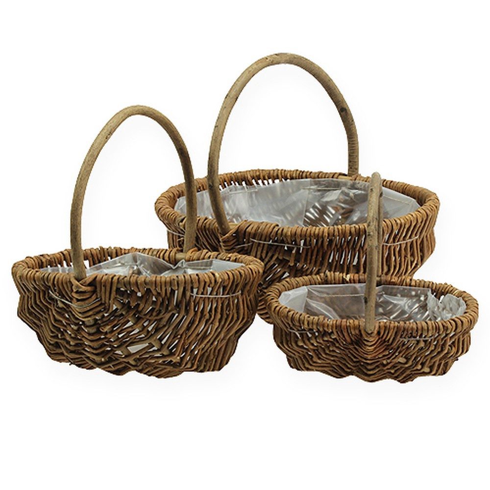 Dekokorb Weidenkorb-Set 3tlg. Pflanzkorb Blumenkorb Dekokörbe Natur
