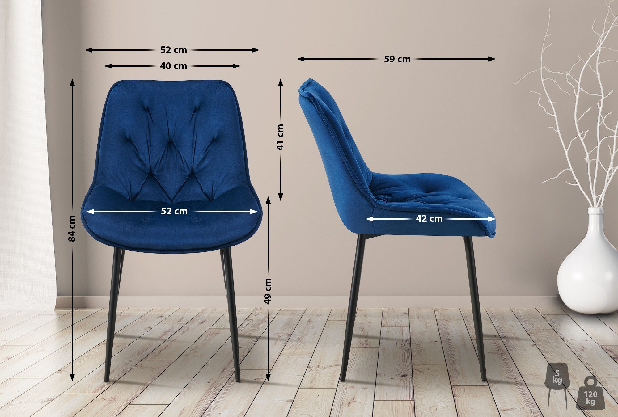 CLP Esszimmerstuhl Wallace (2er Set), gesteppter günstig online kaufen