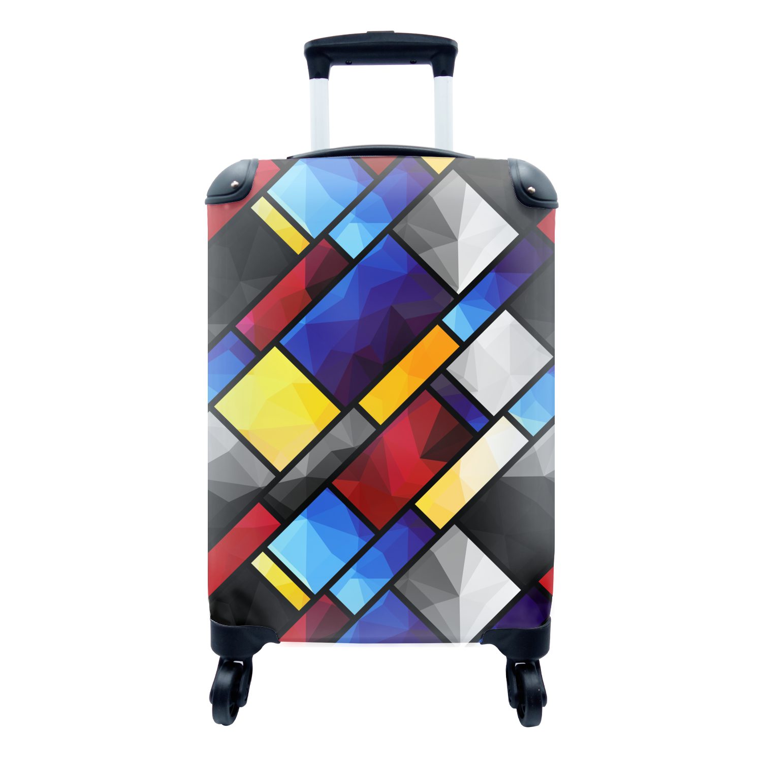 MuchoWow Handgepäckkoffer Mondrian - Regenbogen - Kunst - Muster, 4 Rollen, Reisetasche mit rollen, Handgepäck für Ferien, Trolley, Reisekoffer