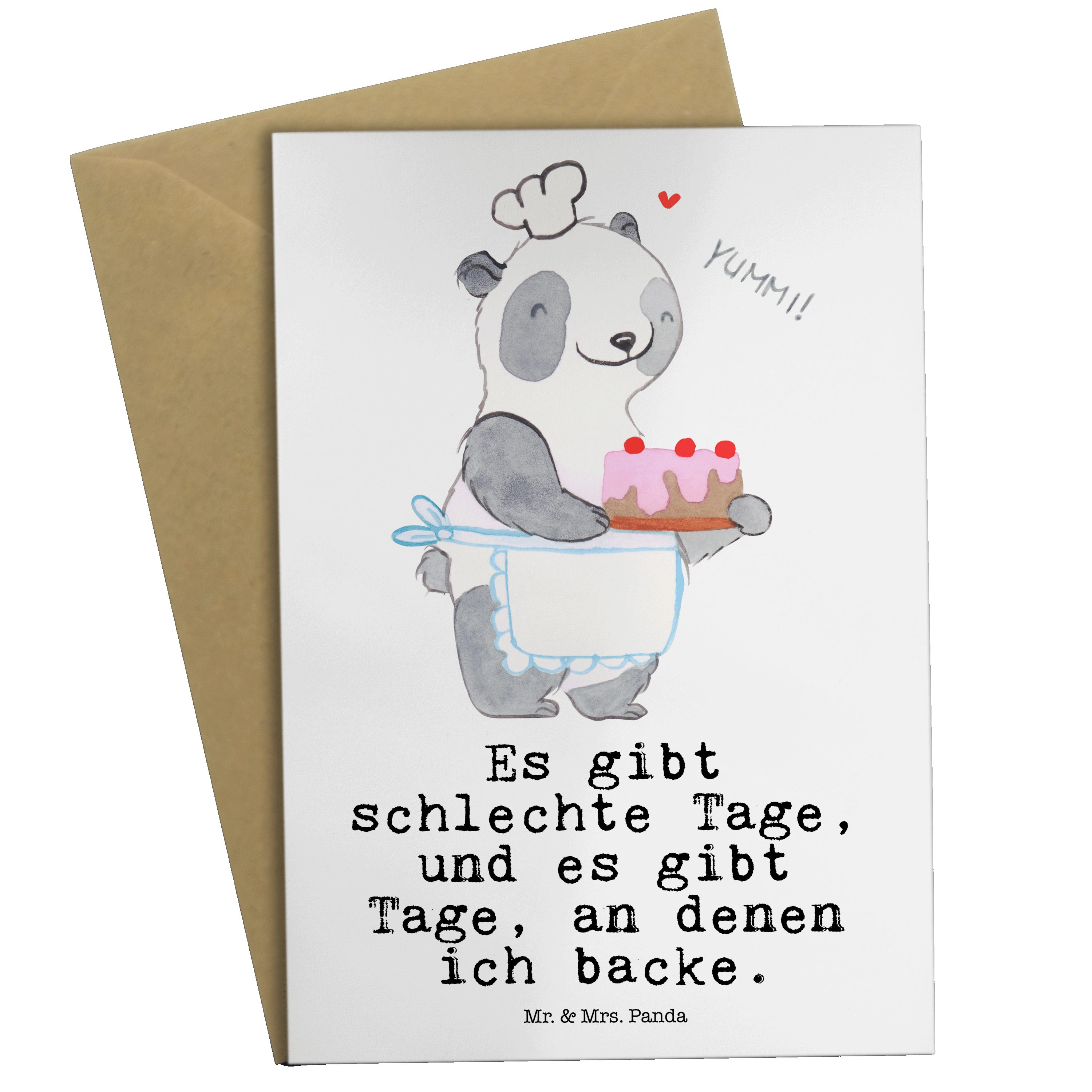 Mr. & Mrs. Panda Grußkarte Panda Backen Tage - Weiß - Geschenk, Geburtstagskarte, Hobbybäcker, S