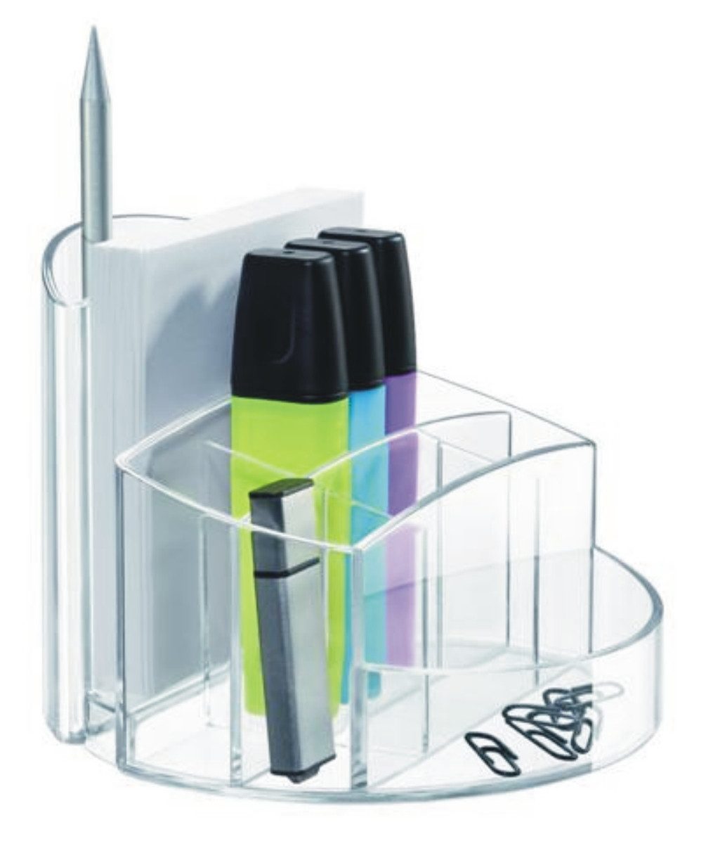 HAN-Bürogeräte Tischaufsatz Köcher Rondo mit 9 Fächern glasklar