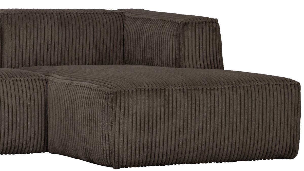 Ecksofa Mud, Rechts freistellbar Longchair-Sofa Bean WOOOD Ribcord -