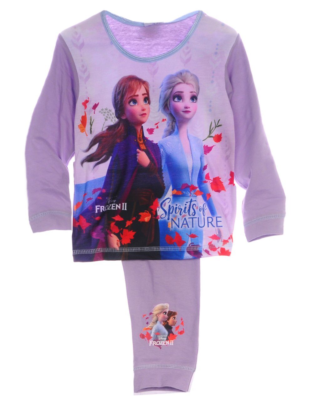 Pyjama Schlafanzug für Kinder Hose Langarmsihrt in Lila mit Princessinnen Aufdruck, 74 80 86 92 98 104 110 116