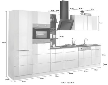 Kochstation Küchenzeile KS-Brindisi, mit E-Geräten, Breite 340 cm