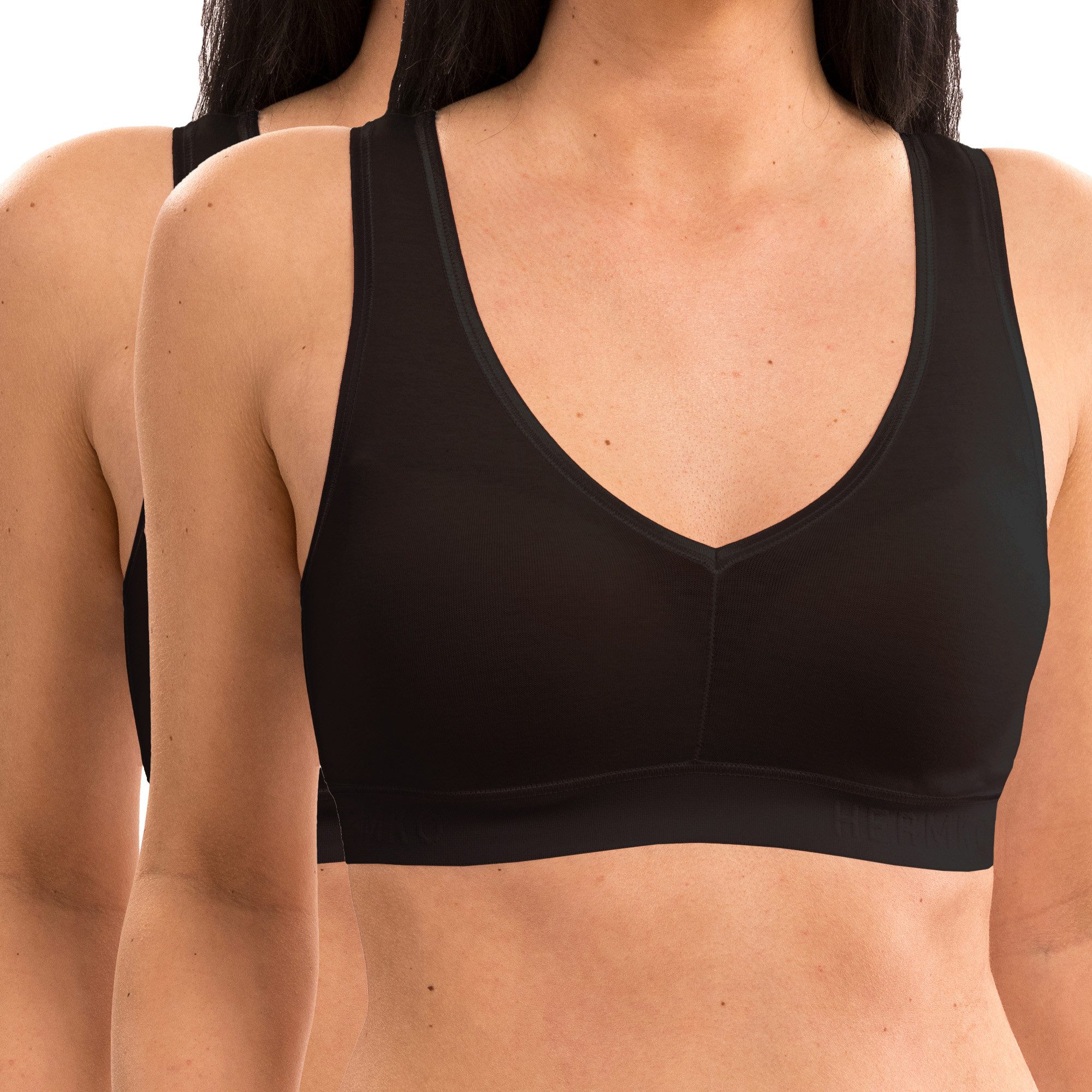 HERMKO Bustier 5420 (2er) Baumwolle/Elastan, breite Träger, Weichbund-Absch günstig online kaufen