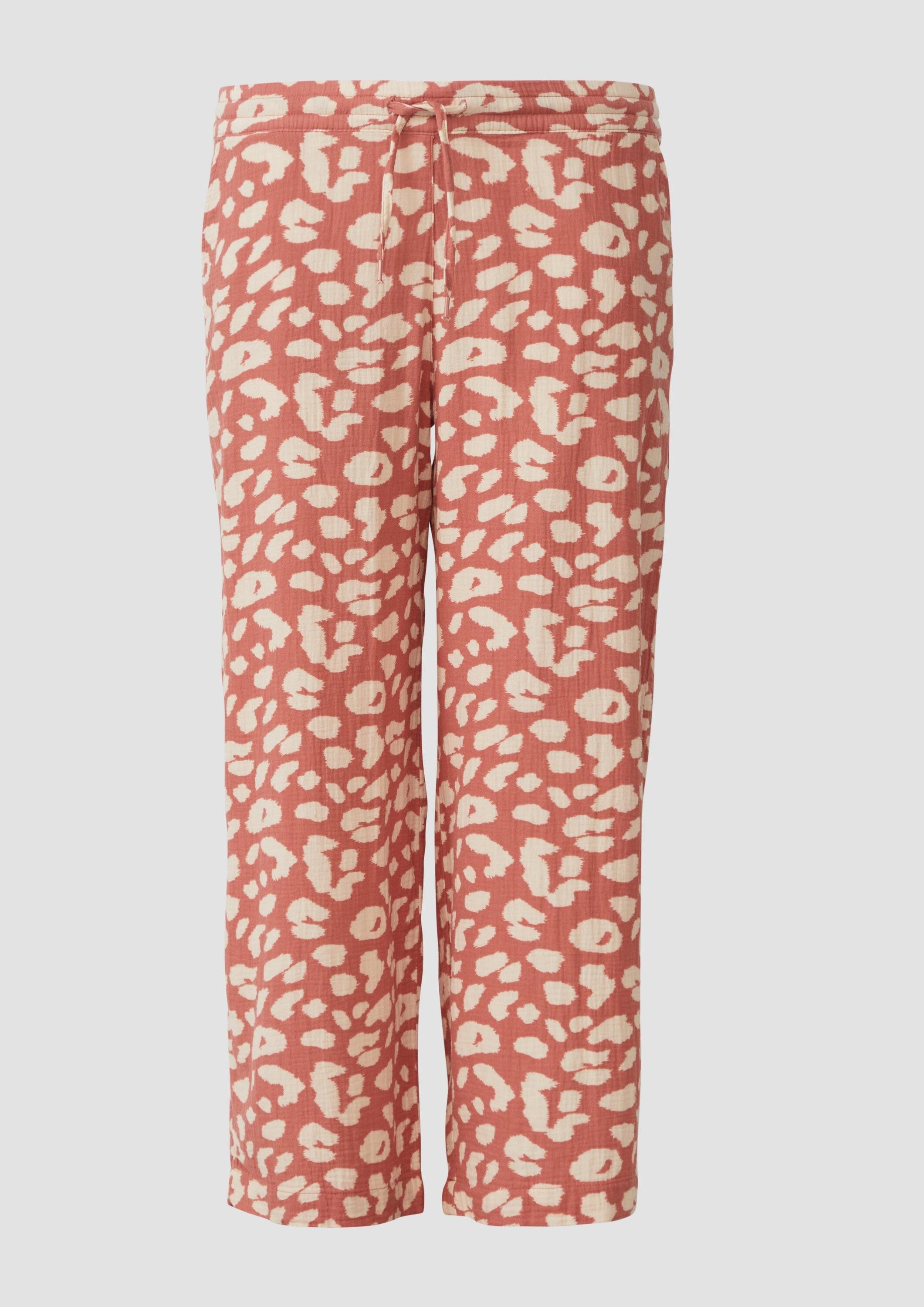 QS Chinos Hose Gemusterte Hose aus Musselin