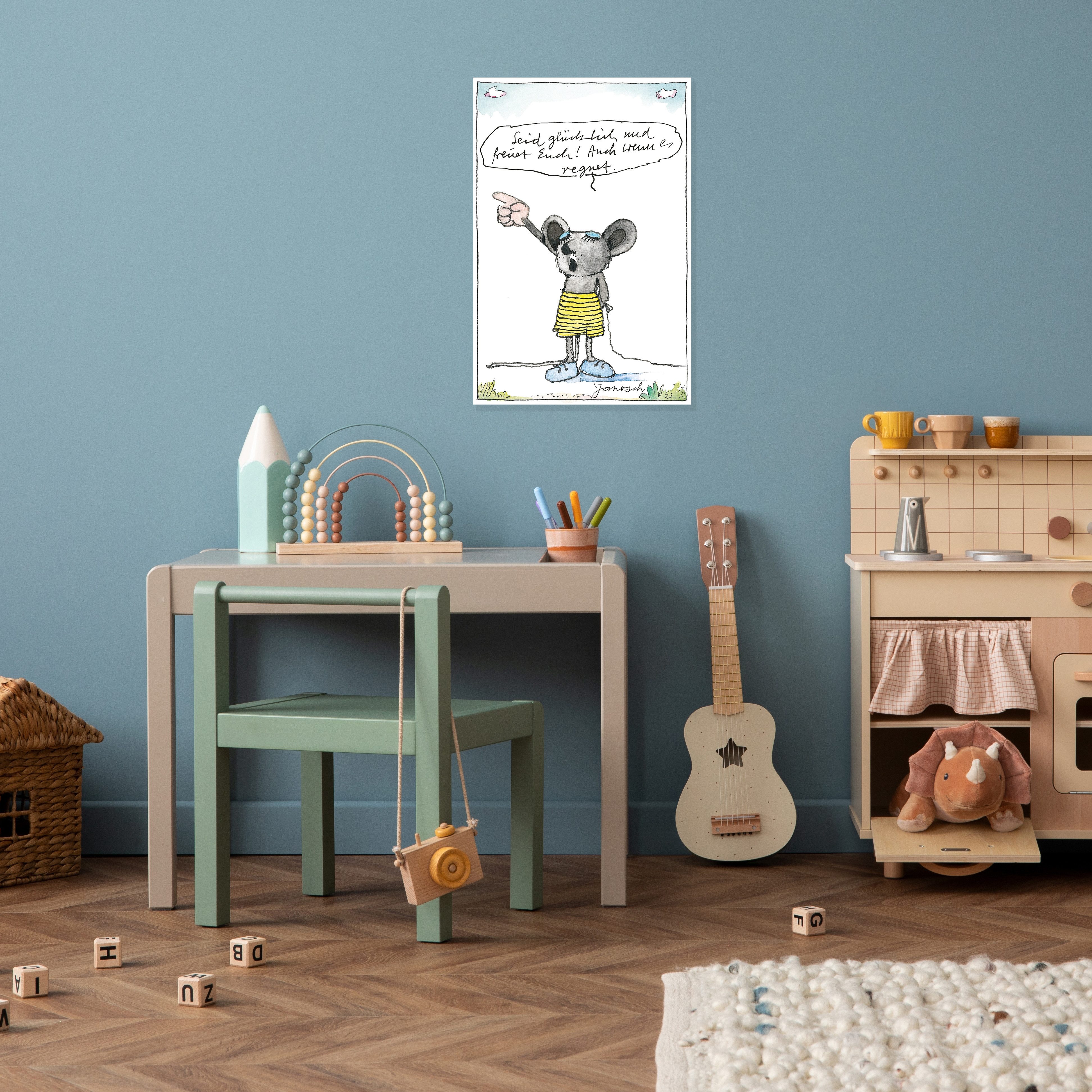 LuckyLinde Wanddekoobjekt Die kleine Maus - Seid glücklich… (1 St), Exklusive JANOSCH Kindermotive, Stahlschild