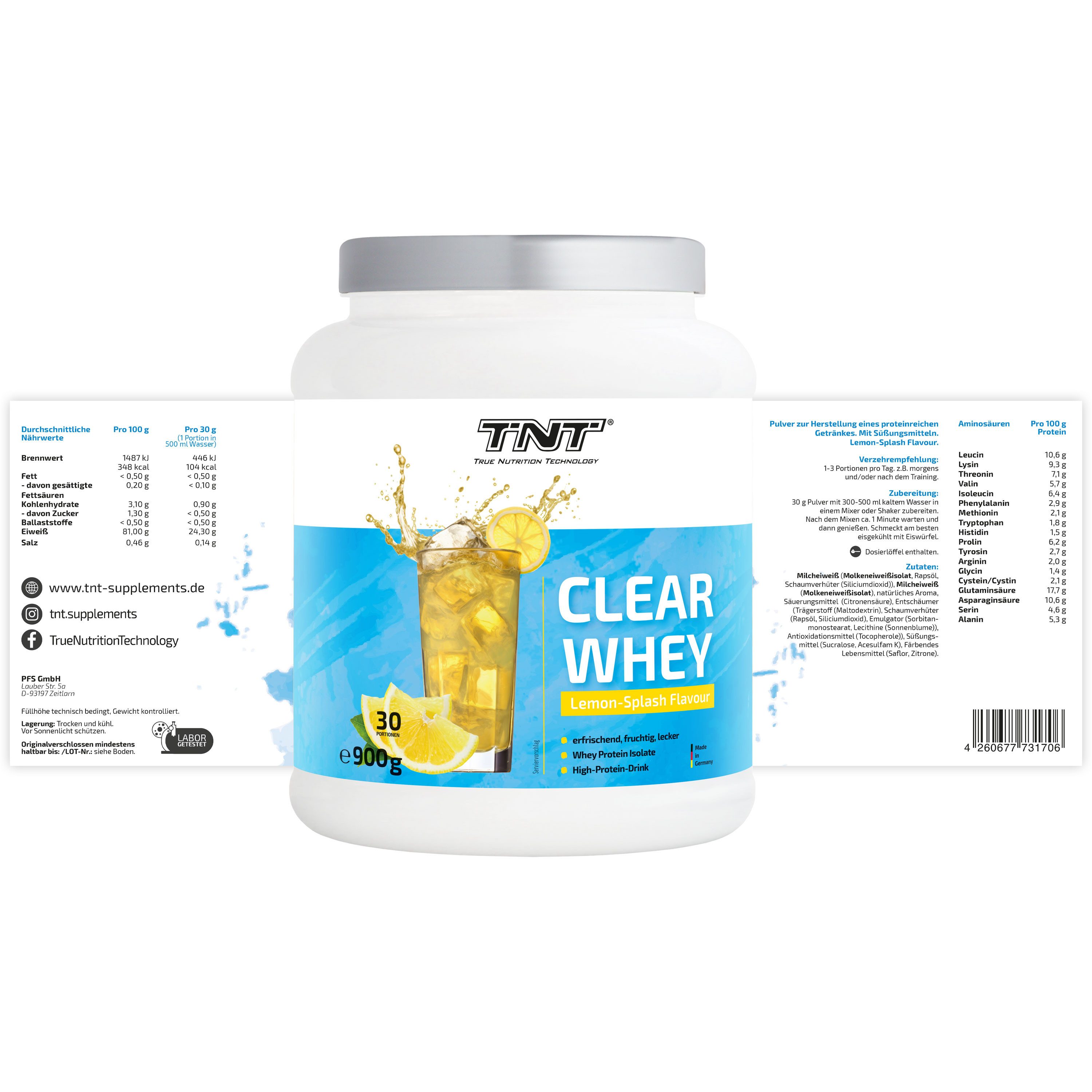 TNT (True Nutrition Technology) Clear Whey - High Protein Proteinpulver als Erfrischungsgetränk Pulver