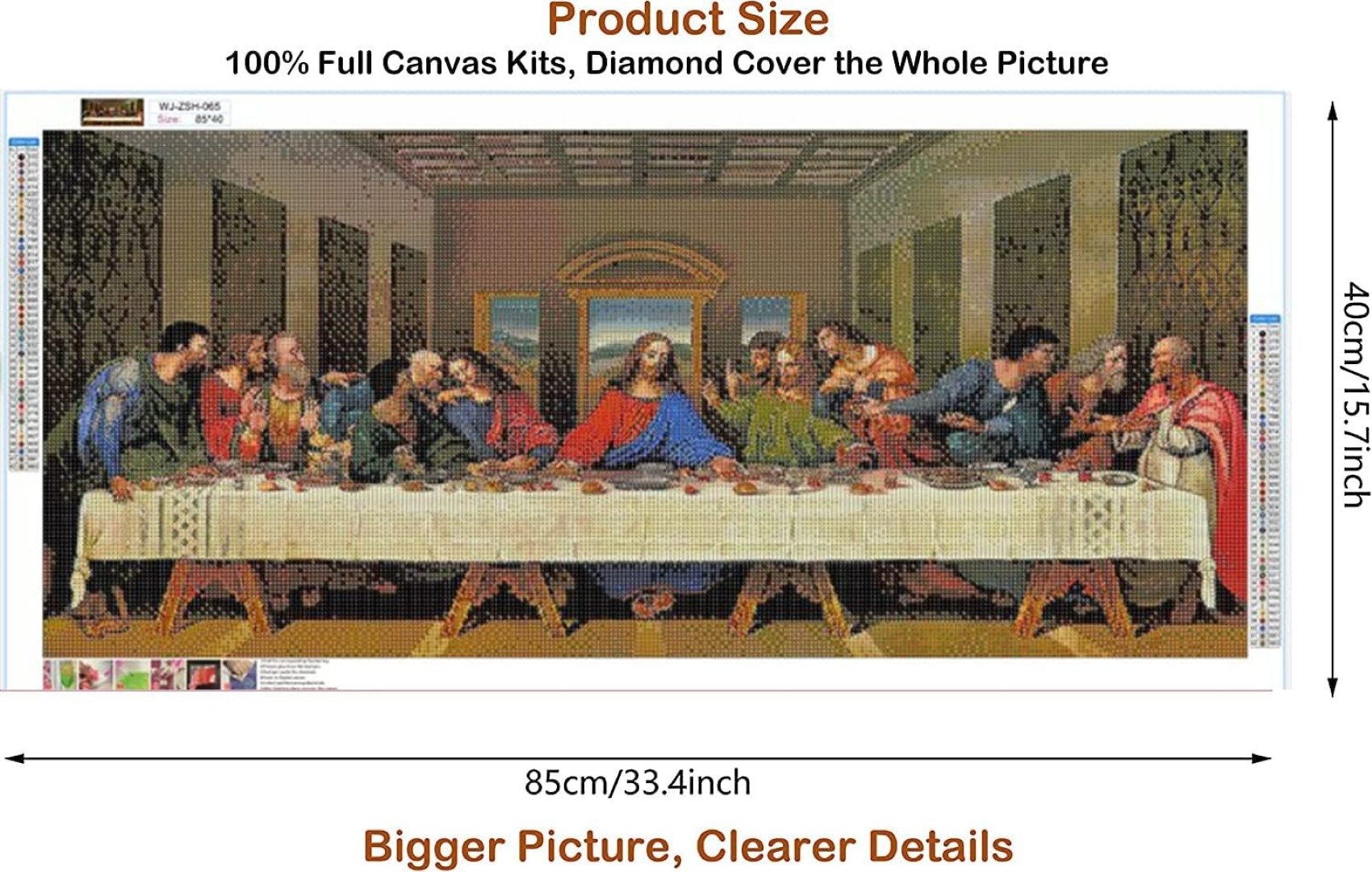 LA CUTE Malen nach Zahlen Diamond Painting Letztes Abendmahl: Kreatives Malen, 85x40cm (XXXL 5d Diamond Painting Christlich Jesus, 5d Diamond Painting Jesus und seine Jünger), Kreatives Hobby, entspannend, fördert Kreativität und Geduld.