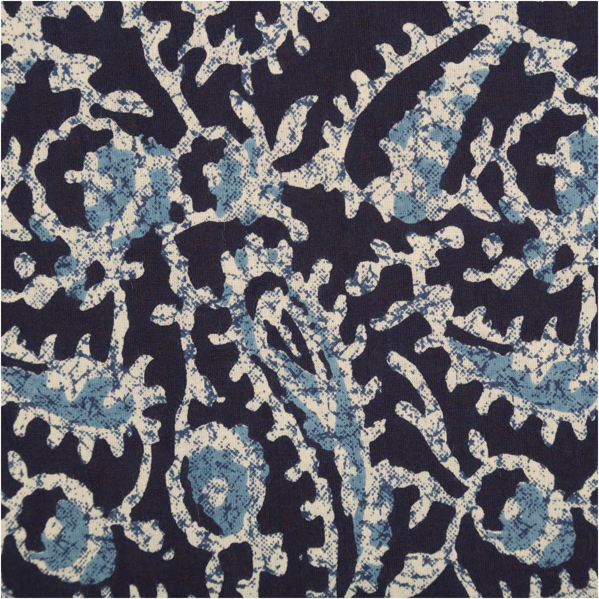 SCHÖNER LEBEN. Stoff Baumwollstoff Meterware Voile Sommerdruck Paisley Indigioblau 140cm, allergikergeeignet,atmungsaktiv,pflegeleicht