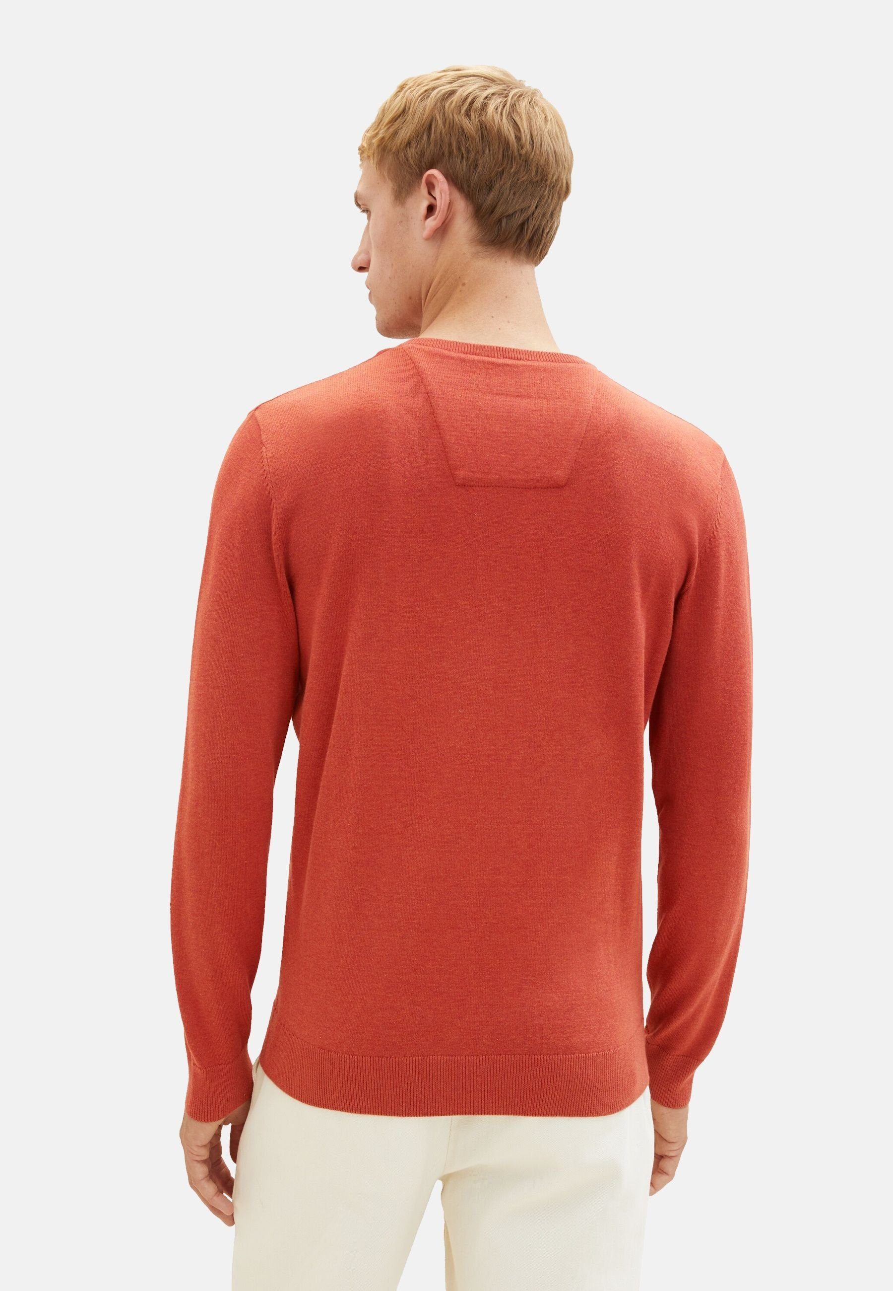 Sweatshirt (1-tlg) TAILOR mit Sweatshirt TOM Rippbündchen rot meliert Pullover