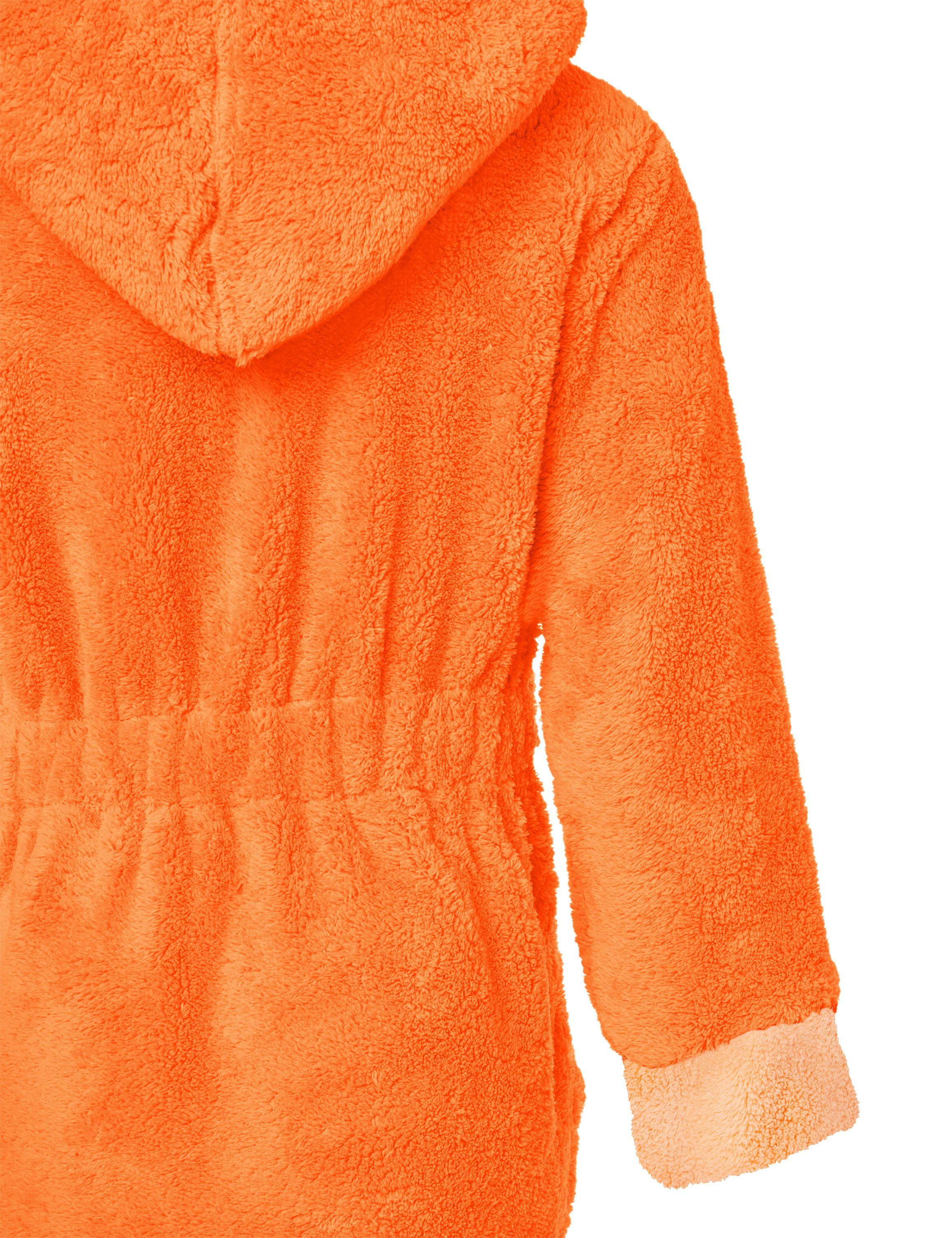 für Bademantel Bademantel und (678/727) Mädchen Jungen Kaputze Orange/Aprikose Polyester KIDS, kurz, mit Timone