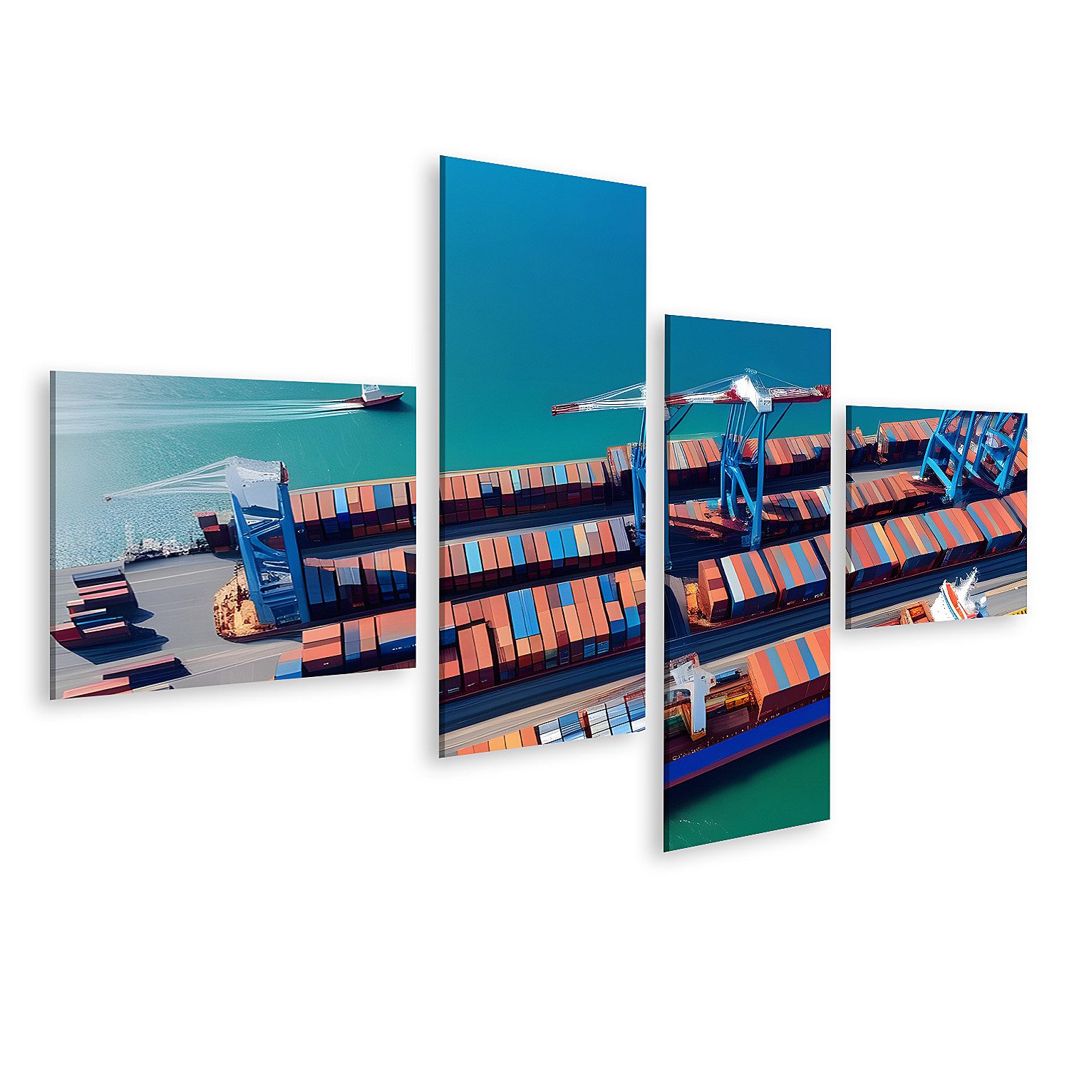 islandburner Leinwandbild Monumentales Wandbild zeigt Frachtschiff beim Containertransport über