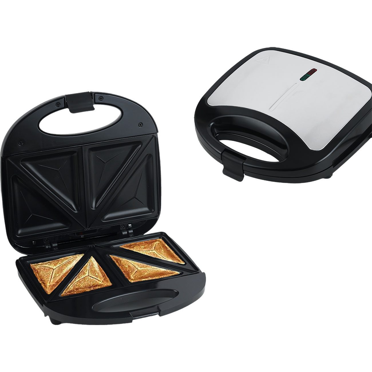 Casativo Sandwichmaker Sandwichmaker für 2 Sandwiches Antihaftplatte & Cool-Touch-Griff, 750 W, rutschfeste Füße, hitzebeständiges Gehäuse, beidseitig erhitzend