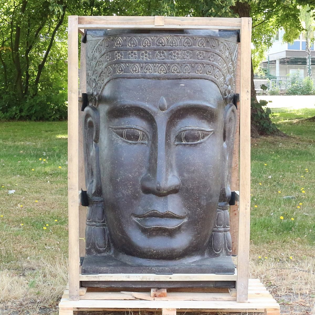 Oriental Galerie Dekofigur Buddha Brunnen Relief Garten Wasserwand 150 cm (1 St)